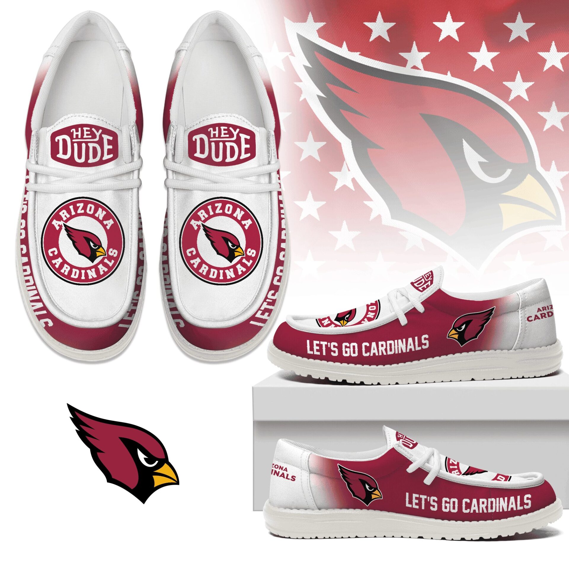 JWFancy Arizona Cardinals Hey Dude Shoes Wally Men’s Lace Up Loafers Comfortable For Men And Women