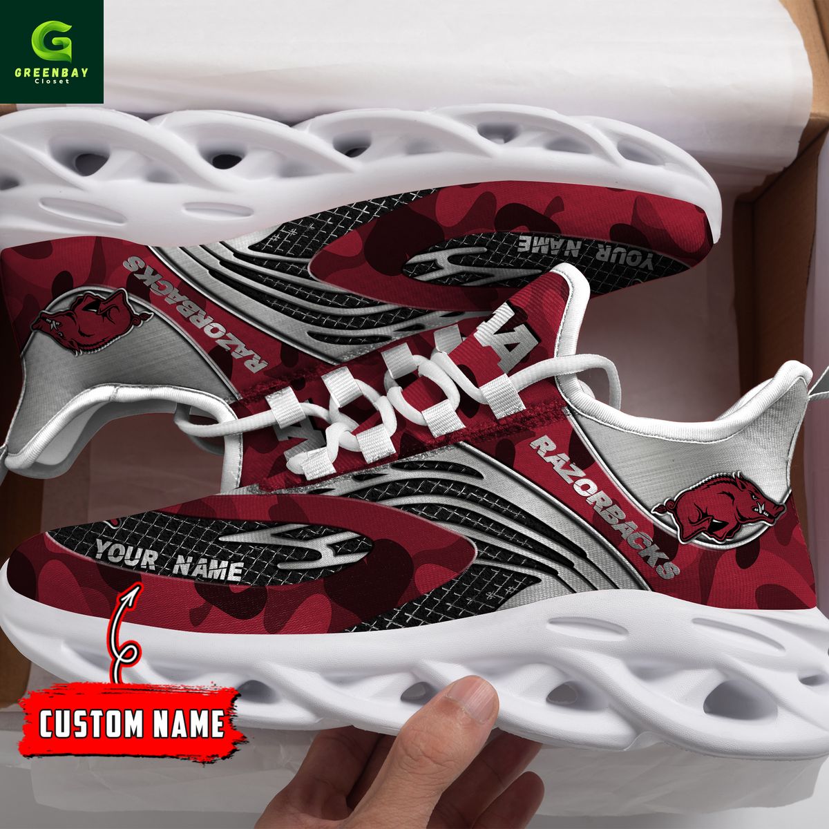 JWFancy Arkansas Razorbacks Max Soul Shoes Sneakers For Men And Women