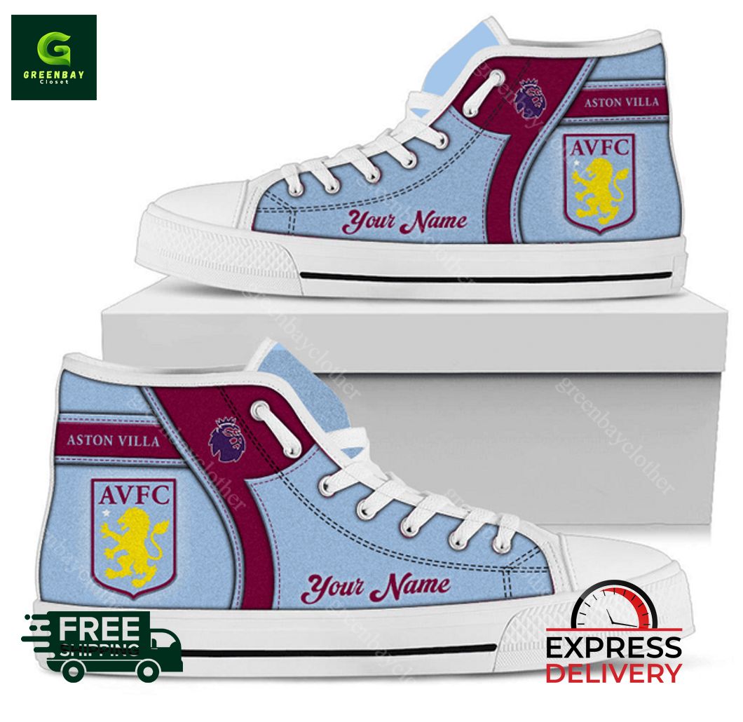 JWFancy Aston Villa F.C High Top Canvas Sneakers Shoes For Men And Women