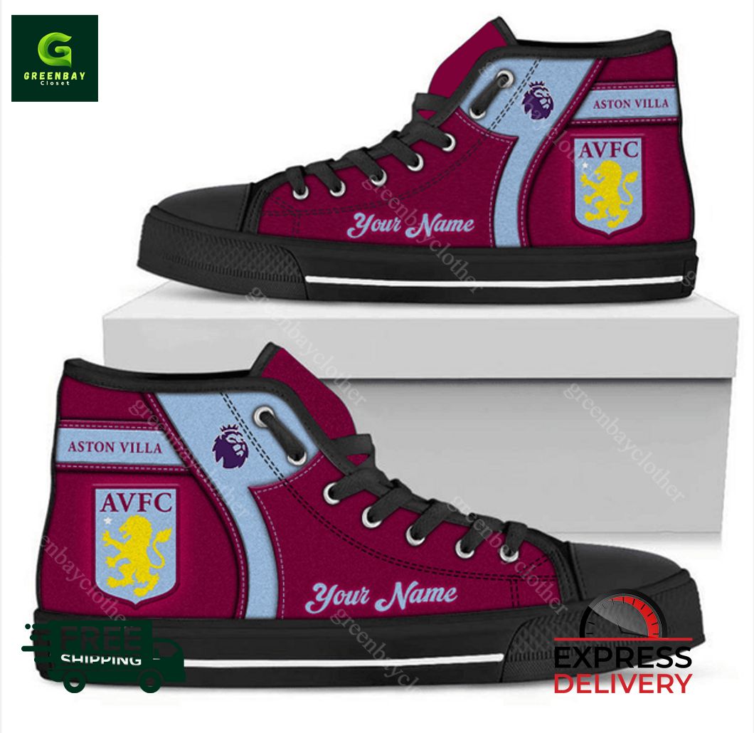 JWFancy Aston Villa F.C High Top Canvas Sneakers Shoes For Men And Women
