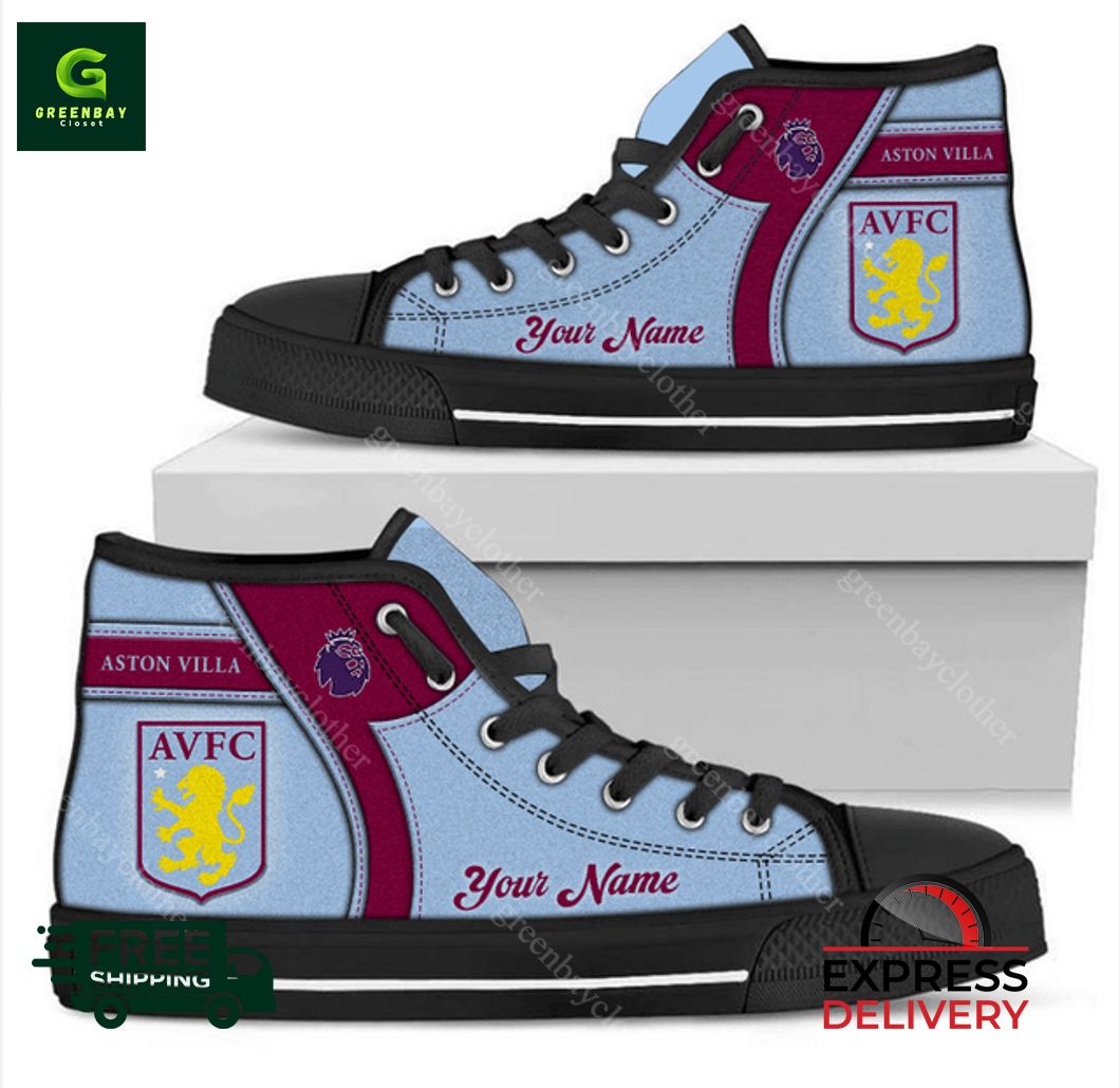 JWFancy Aston Villa F.C High Top Canvas Sneakers Shoes For Men And Women