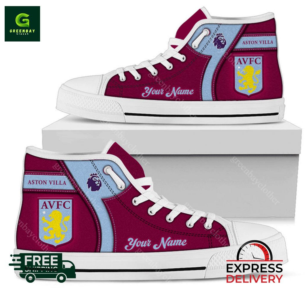 JWFancy Aston Villa F.C High Top Canvas Sneakers Shoes For Men And Women