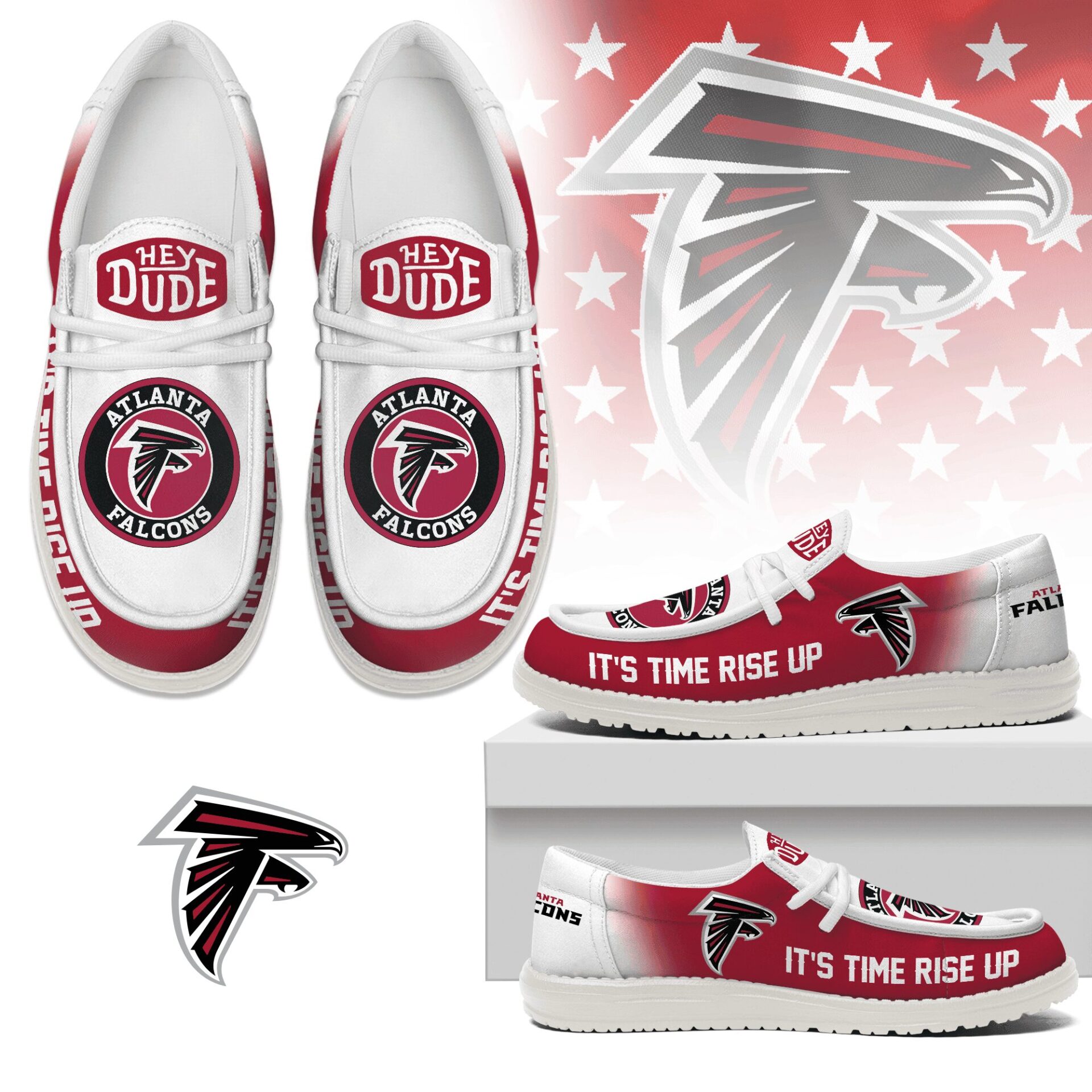 JWFancy Atlanta Falcons Hey Dude Shoes Wally Men’s Lace Up Loafers Comfortable For Men And Women