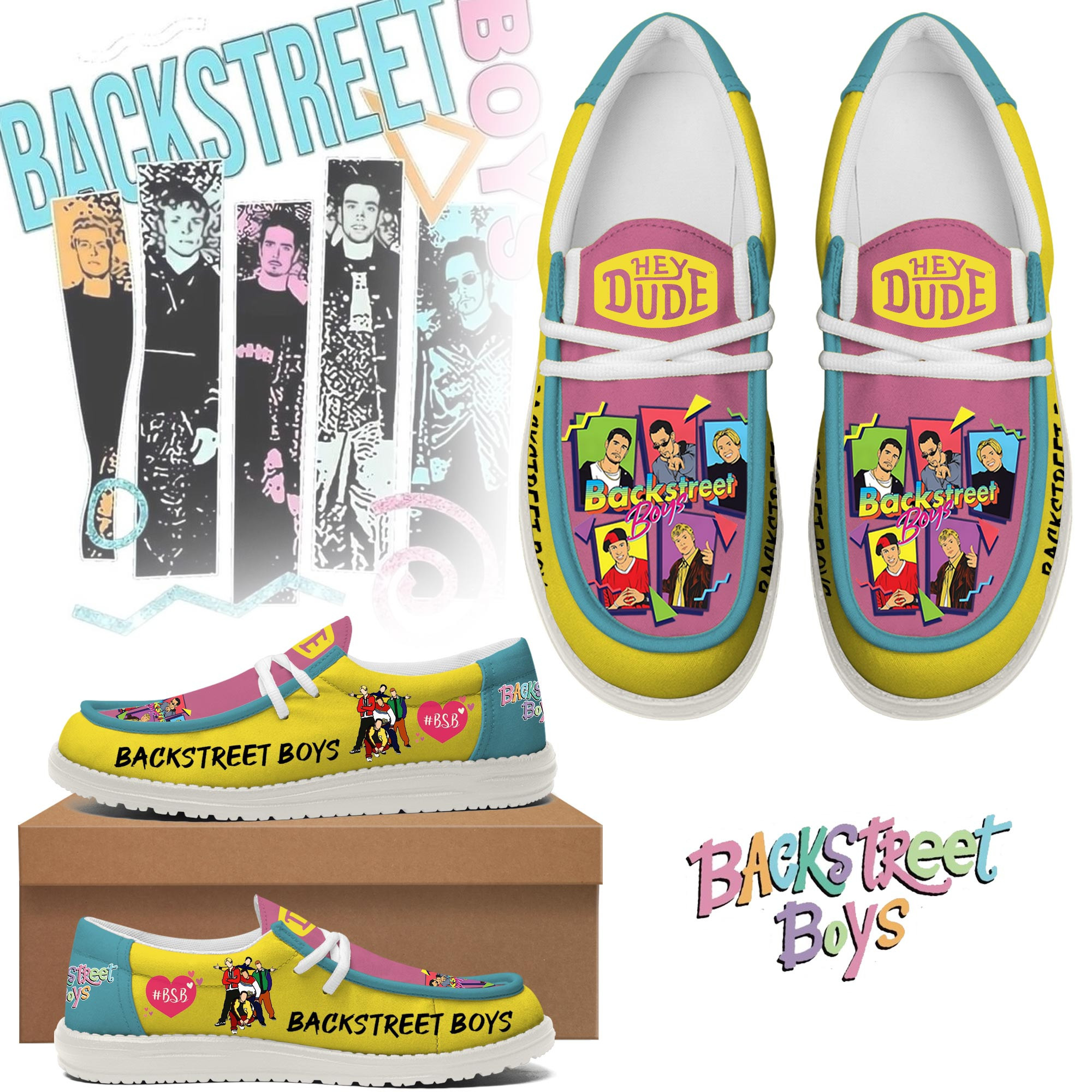 JWFancy Backstreet Boys Hey Dude Shoes Wally Men’s Lace Up Loafers Comfortable For Men And Women