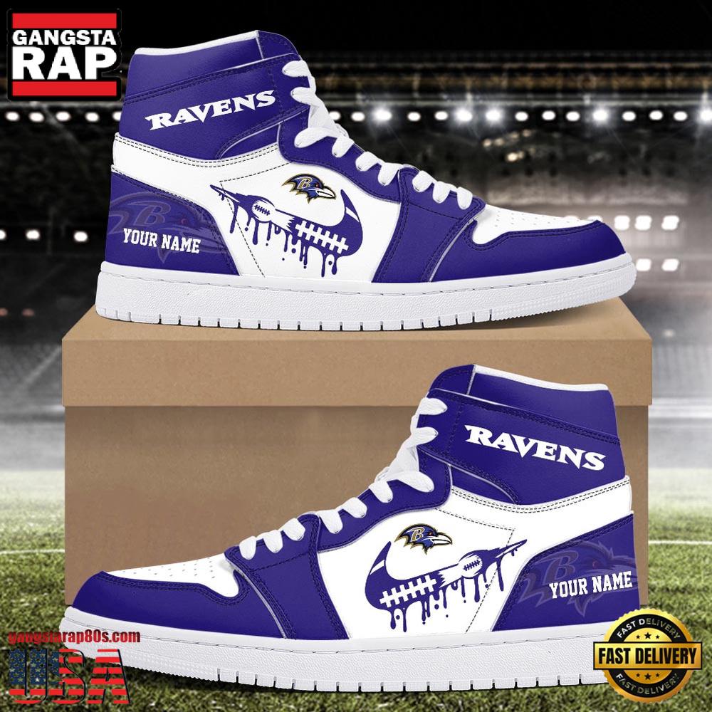 JWFancy Baltimore Ravens AJ1 High Sneakers Shoes For Men And Women