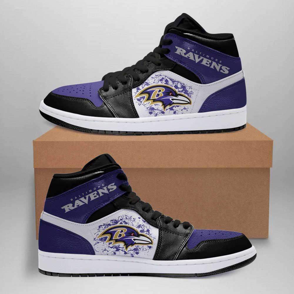 JWFancy Baltimore Ravens AJ1 High Sneakers Shoes For Men And Women