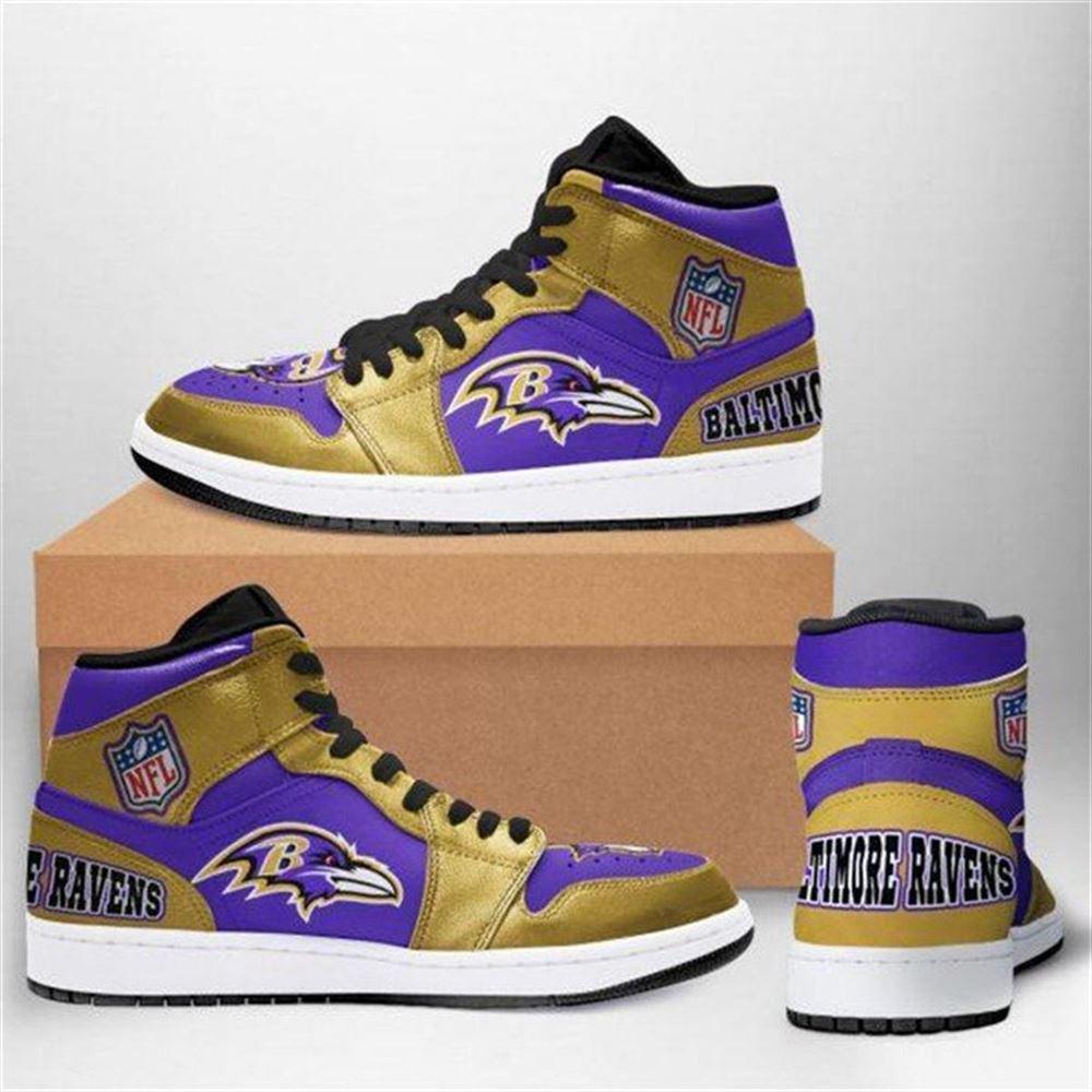 JWFancy Baltimore Ravens AJ1 High Sneakers Shoes For Men And Women