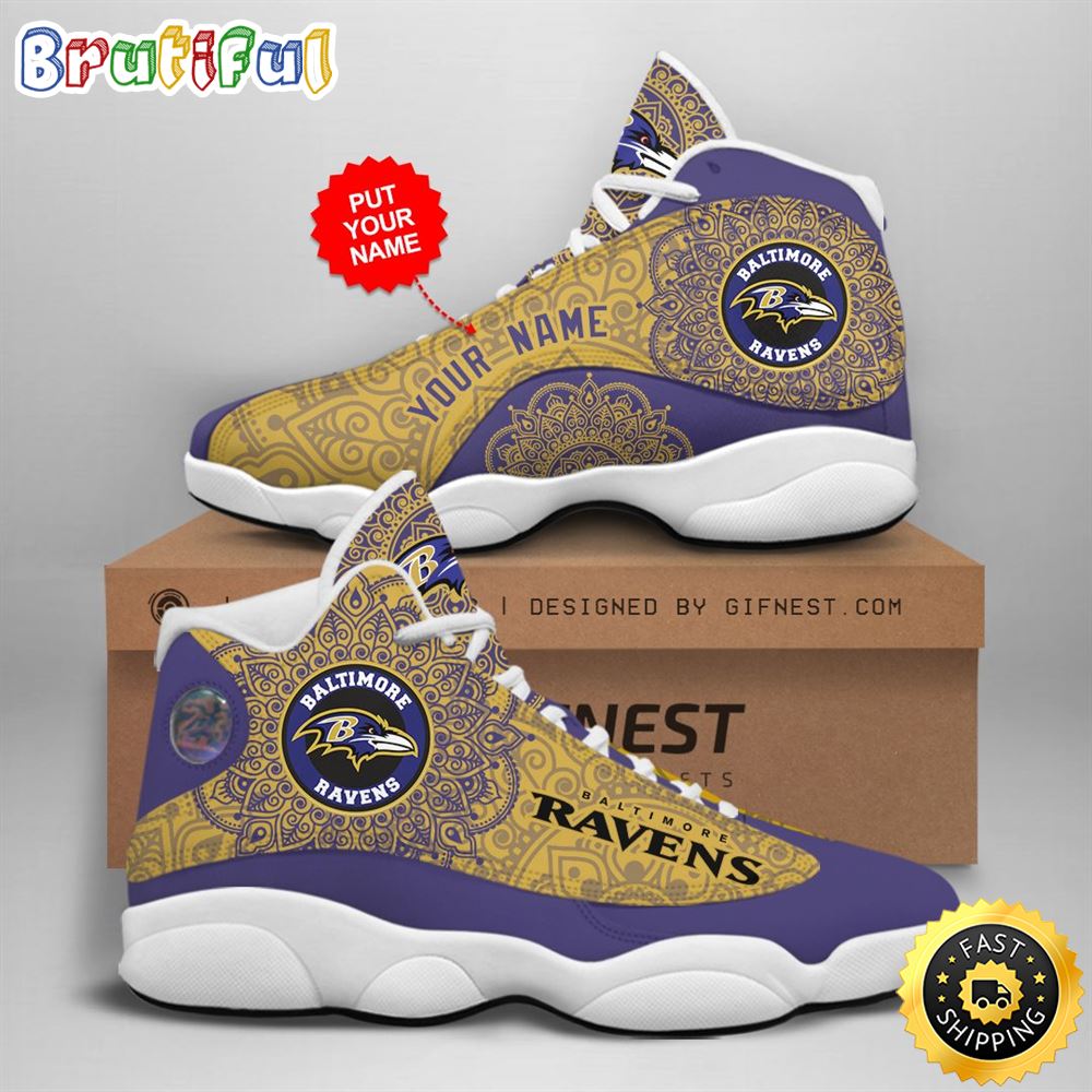 JWFancy Baltimore Ravens AJ13 Sneakers Shoes For Men And Women