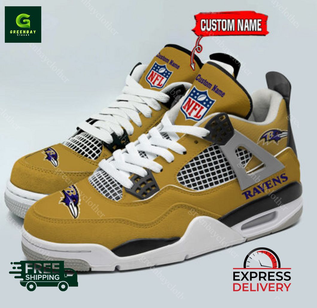 JWFancy Baltimore Ravens AJ4 Sneakers Shoes For Men And Women