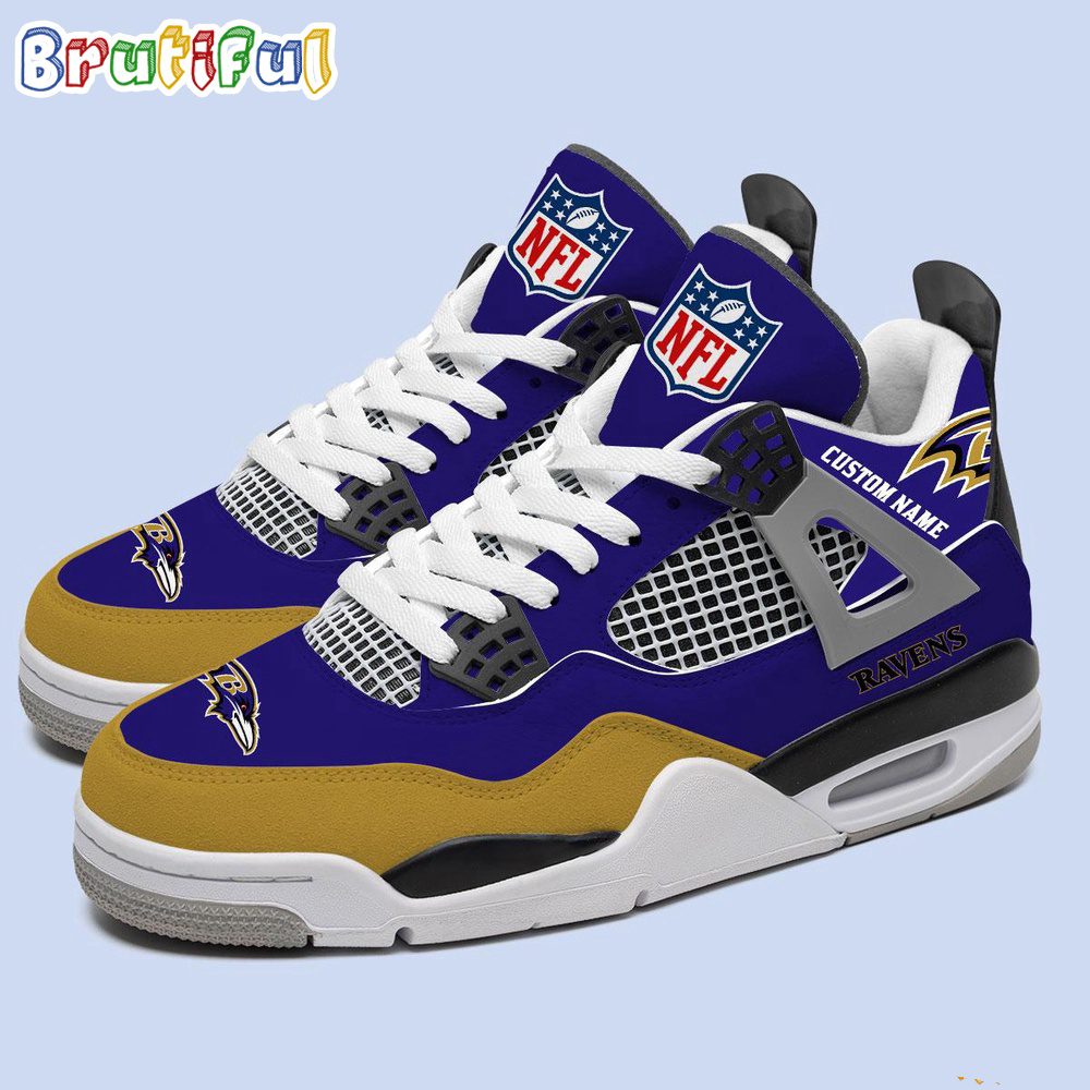 JWFancy Baltimore Ravens AJ4 Sneakers Shoes For Men And Women