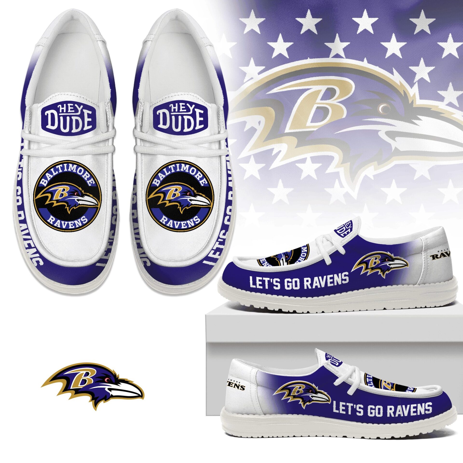JWFancy Baltimore Ravens Hey Dude Shoes Wally Men’s Lace Up Loafers Comfortable For Men And Women
