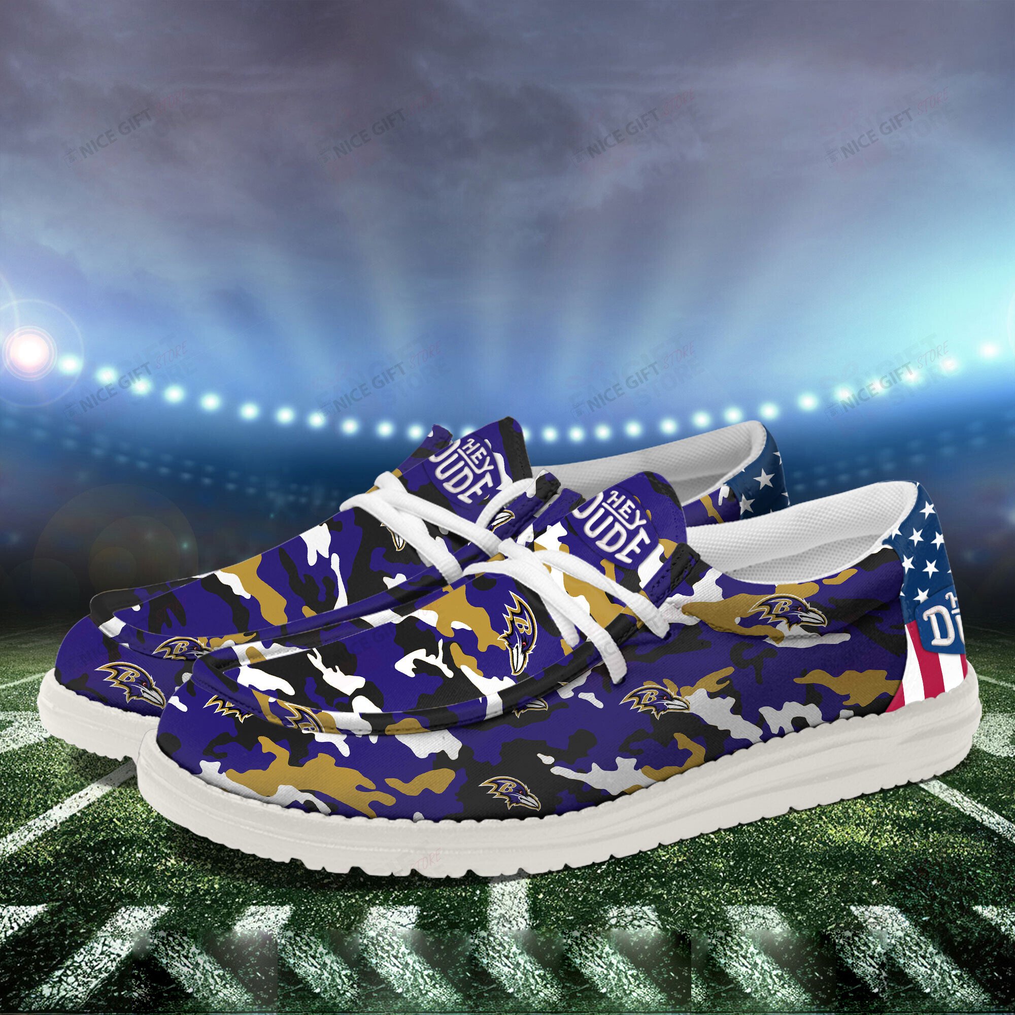 JWFancy Baltimore Ravens Hey Dude Shoes Wally Men’s Lace Up Loafers Comfortable For Men And Women