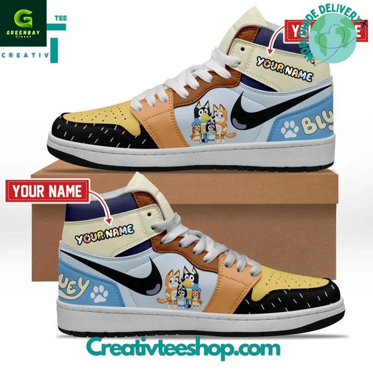 JWFancy Bluey AJ1 High Sneakers Shoes For Men And Women