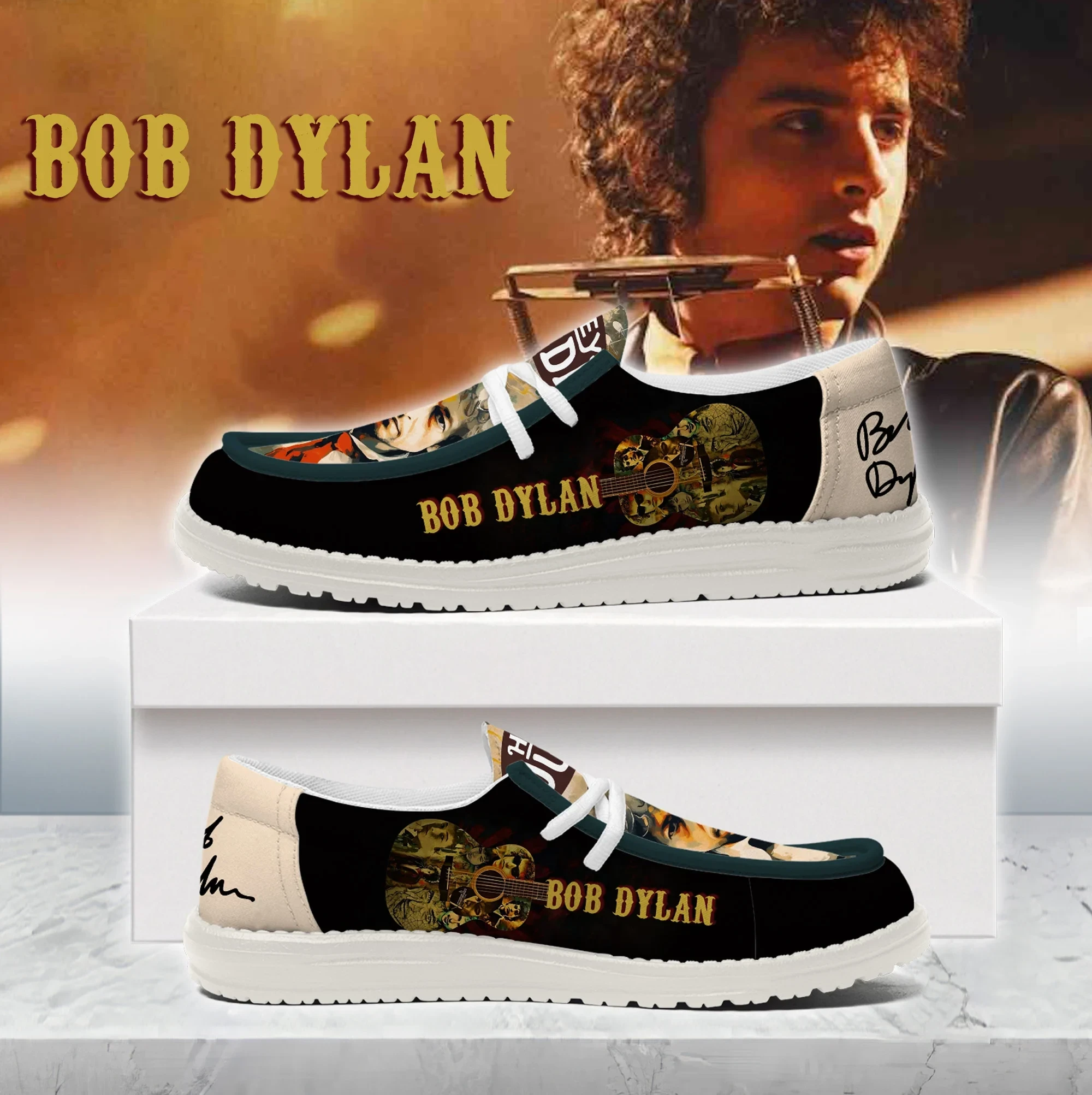 JWFancy Bob Dylan Hey Dude Shoes Wally Men’s Lace Up Loafers Comfortable For Men And Women