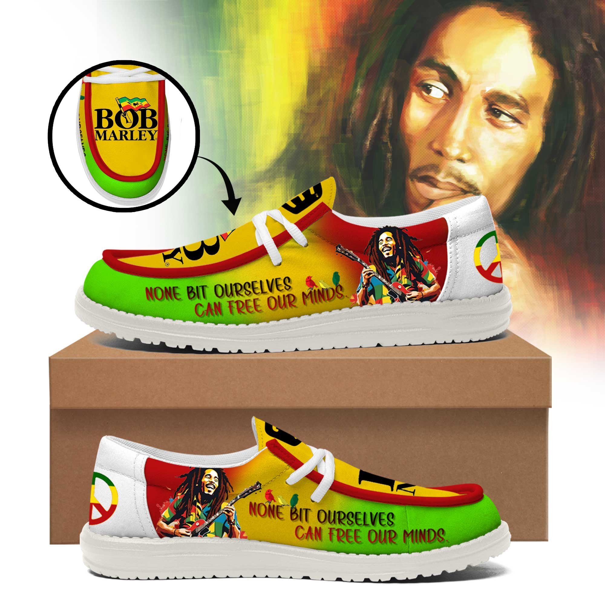 JWFancy Bob Marley Hey Dude Shoes Wally Men’s Lace Up Loafers Comfortable For Men And Women