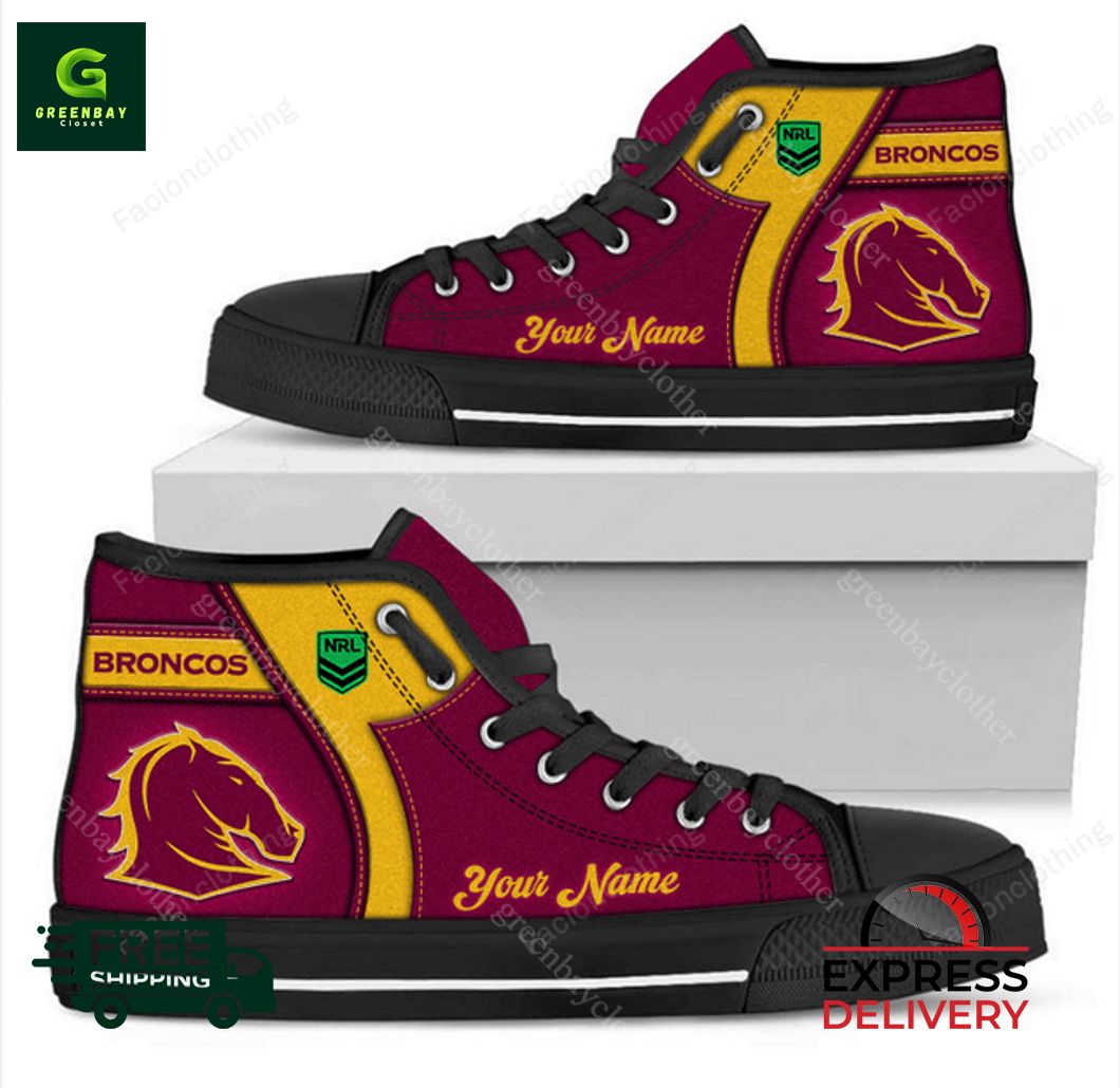 JWFancy Brisbane Broncos High Top Canvas Sneakers Shoes For Men And Women