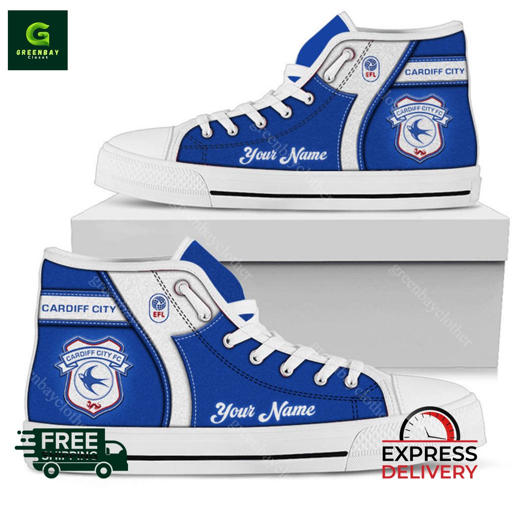 JWFancy Cardiff City High Top Canvas Sneakers Shoes For Men And Women