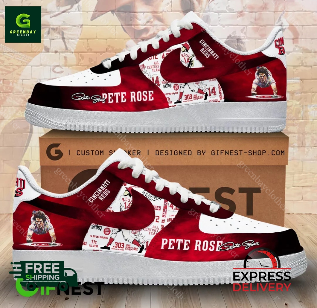 JWFancy Cincincati Reds Pete Rose Air Low-Top Sneakers Shoes For Men And Women