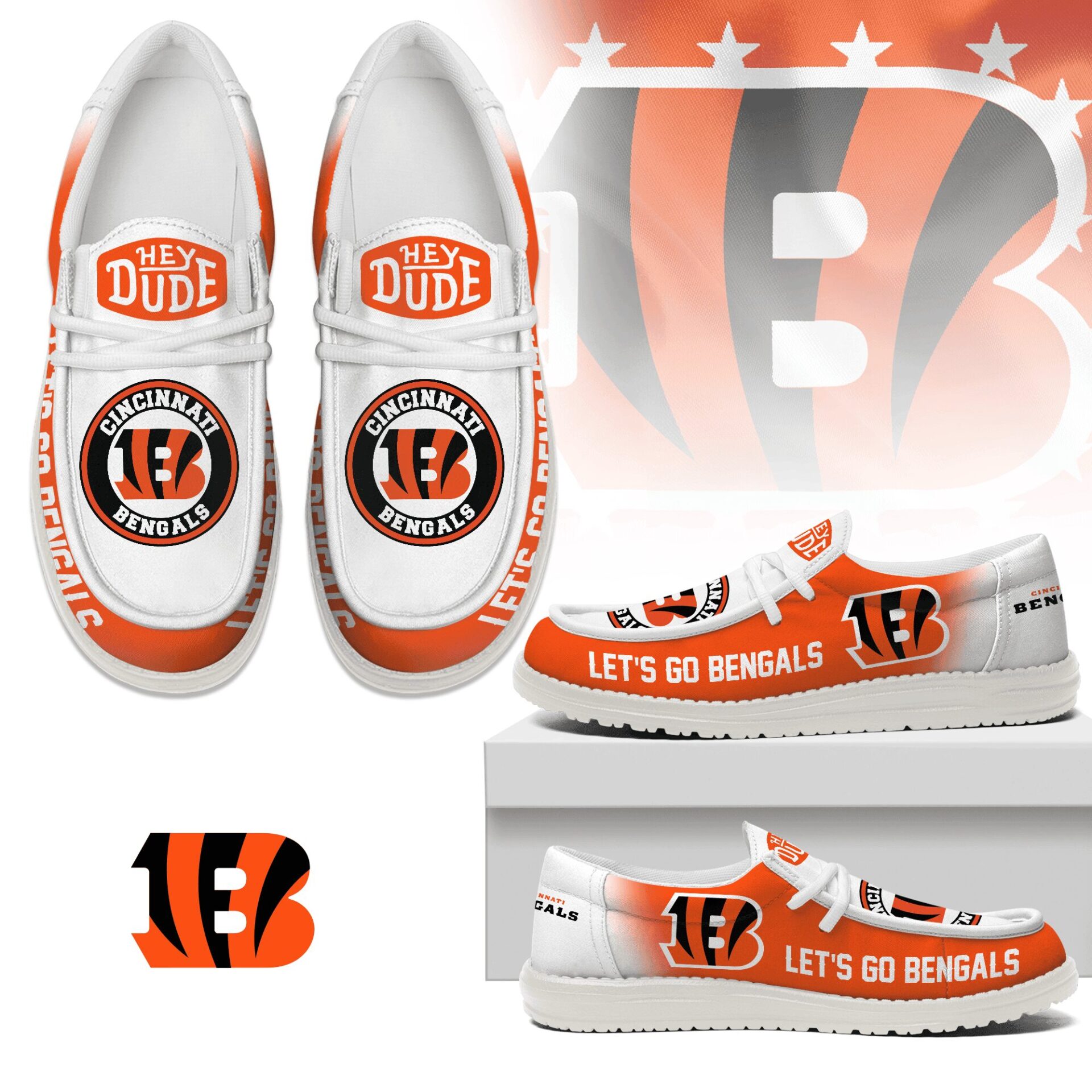 JWFancy Cincinnati Bengals Hey Dude Shoes Wally Men’s Lace Up Loafers Comfortable For Men And Women