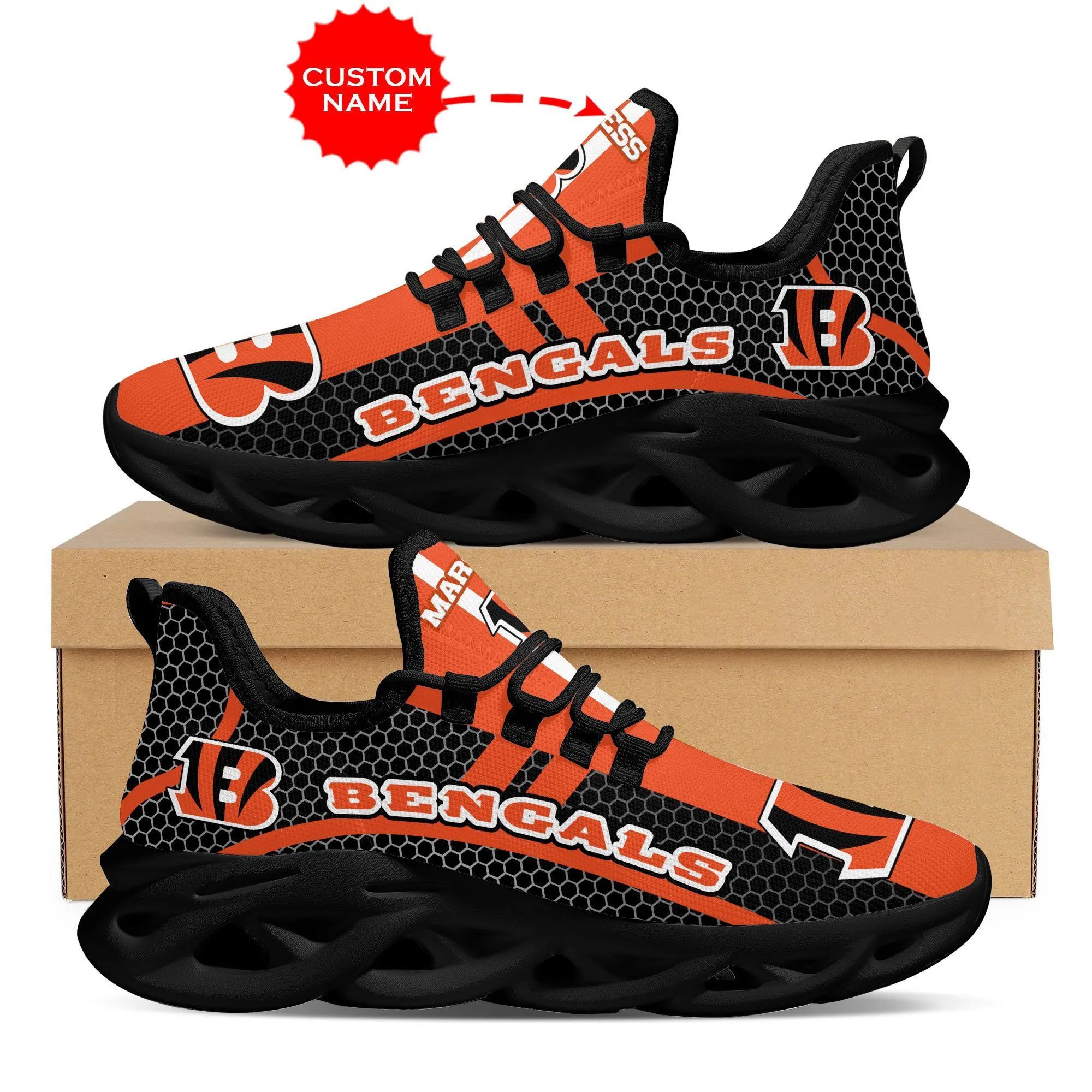 JWFancy Cincinnati Bengals Max Soul Shoes Sneakers For Men And Women