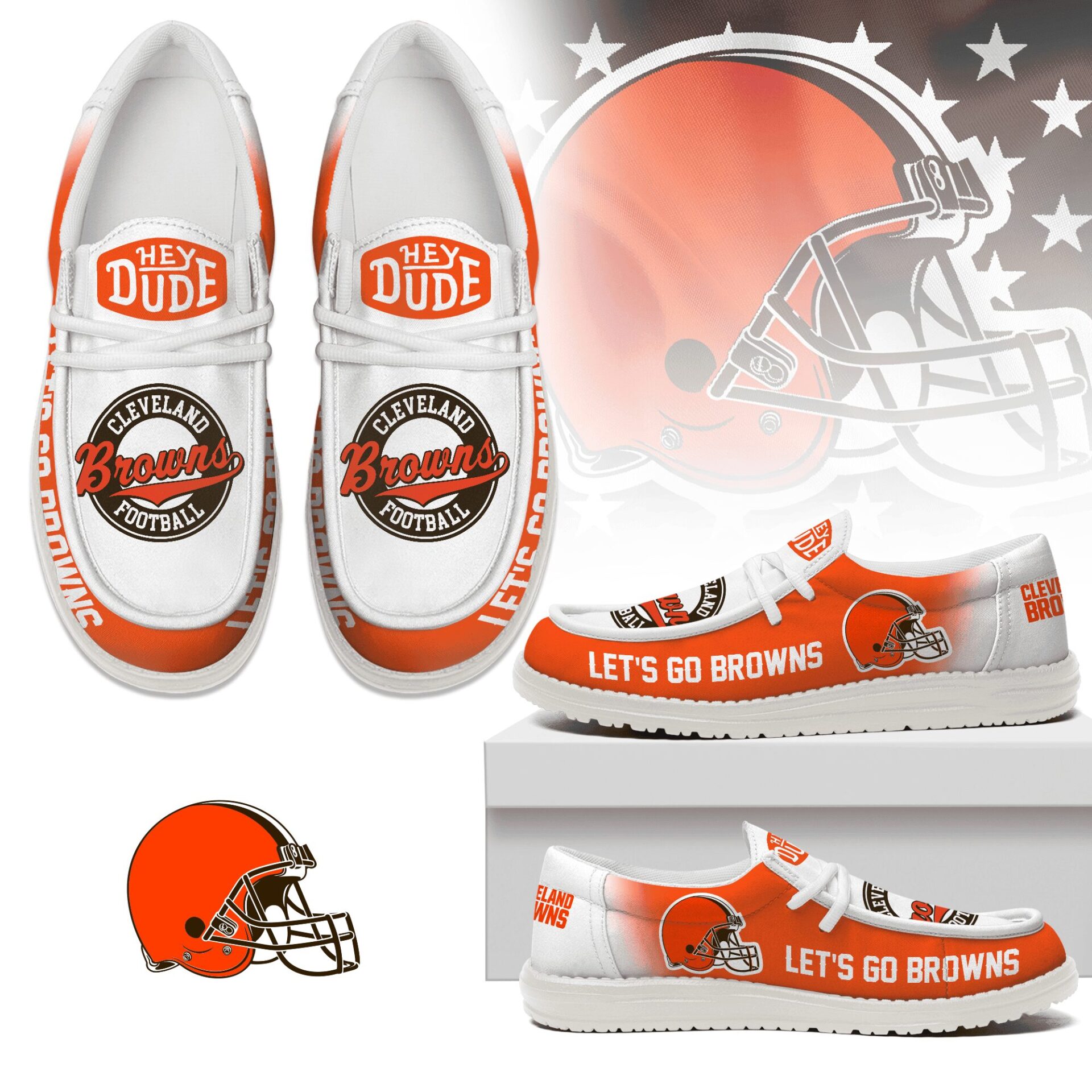 JWFancy Cleveland Browns Hey Dude Shoes Wally Men’s Lace Up Loafers Comfortable For Men And Women