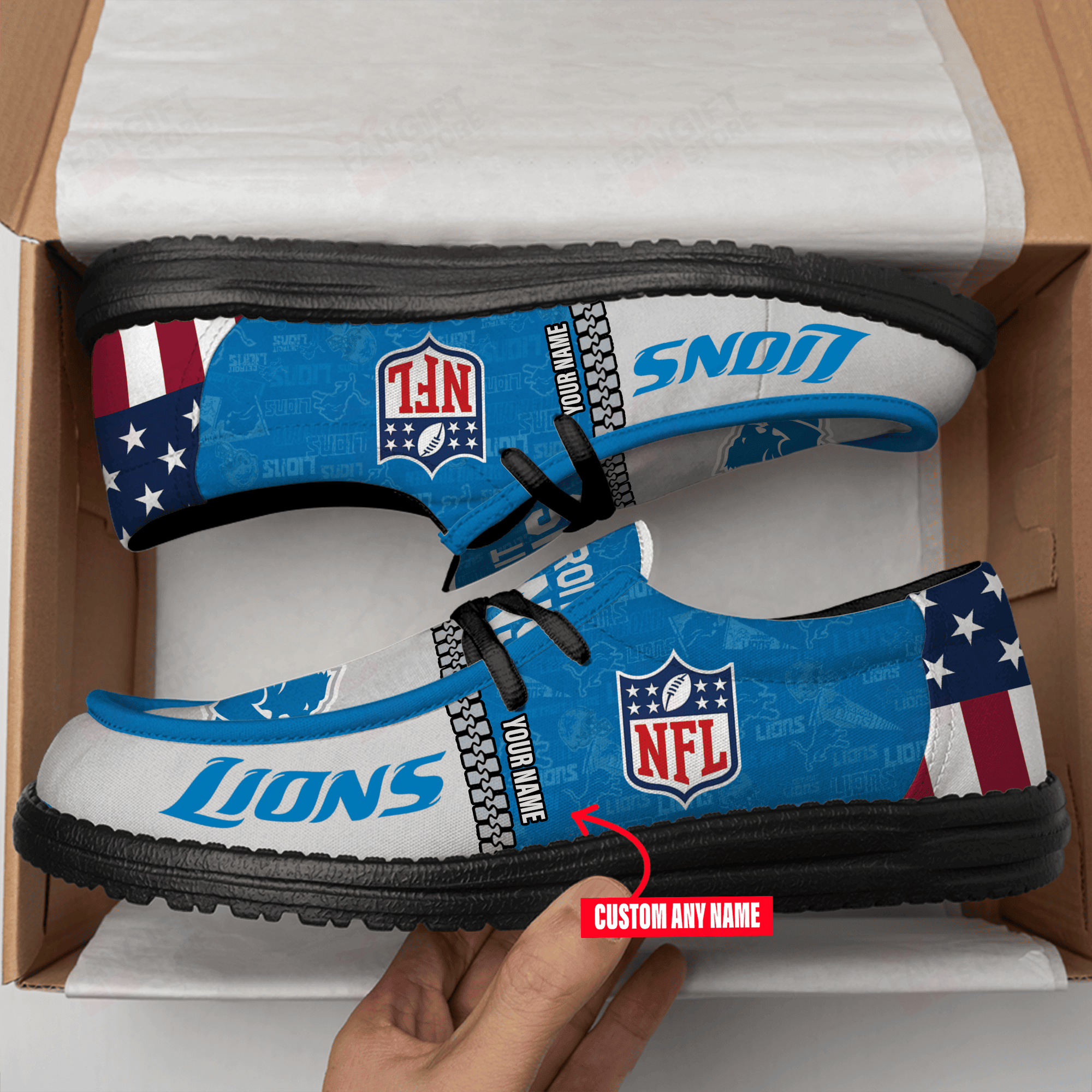 JWFancy Detroit Lions Hey Dude Shoes Wally Men’s Lace Up Loafers Comfortable For Men And Women