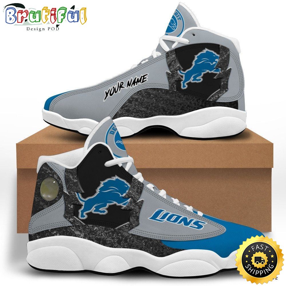 JWFancy Detroit Lions Silver AJ13 Sneakers Shoes For Men And Women