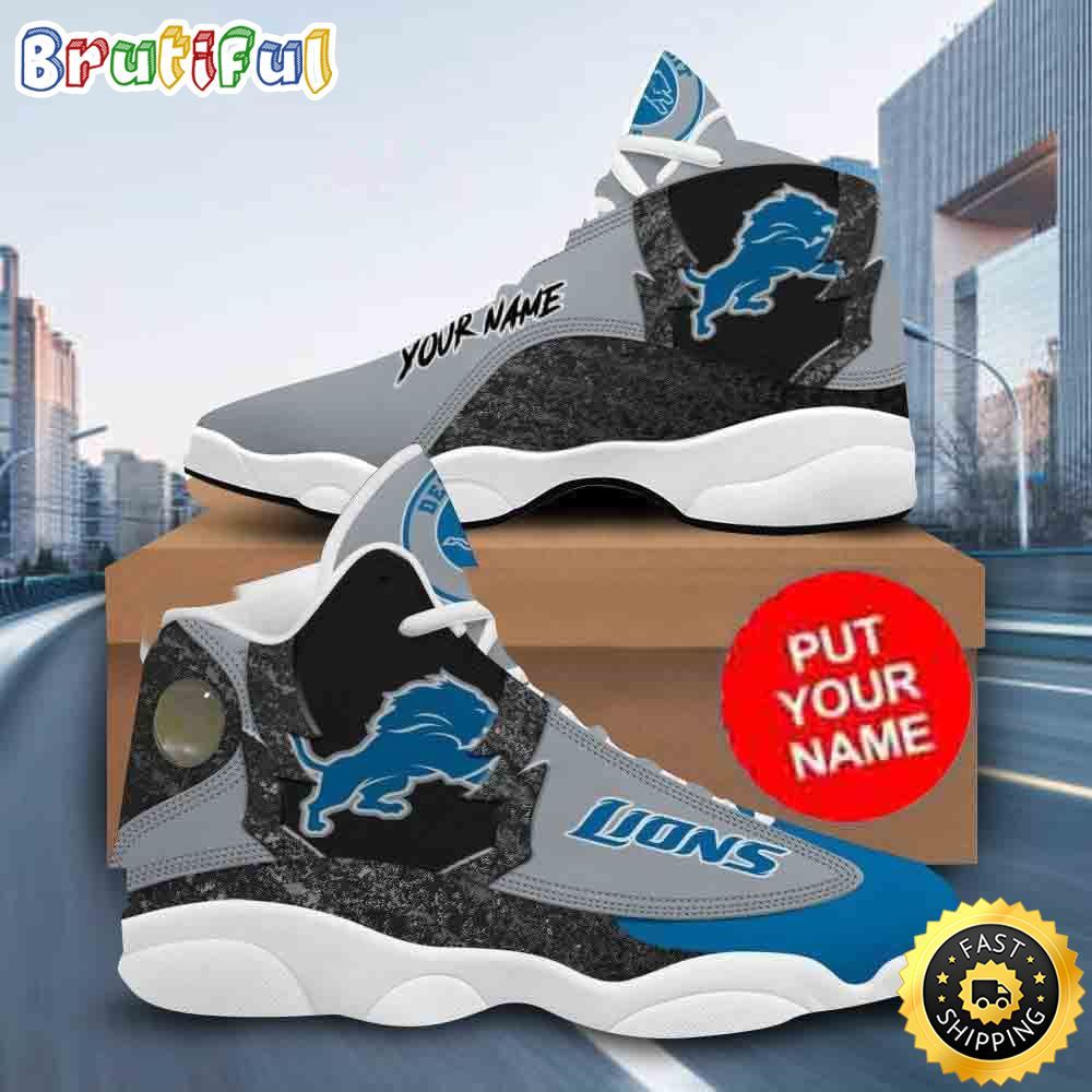JWFancy Detroit Lions Silver AJ13 Sneakers Shoes For Men And Women