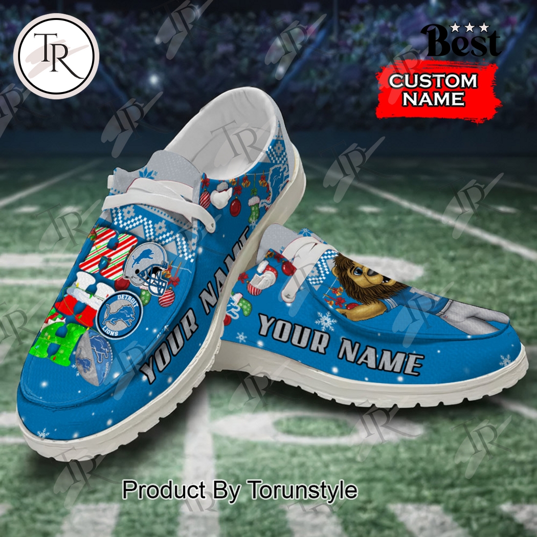 JWFancy Detroit Lions x Christmas Personalized Hey Dude Shoes For Men And Women
