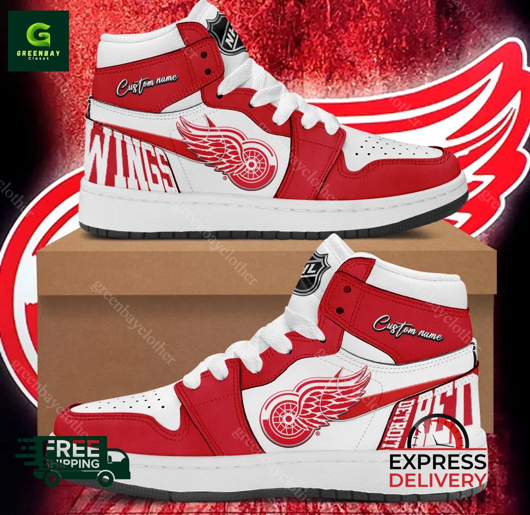 JWFancy Detroit Red Wings AJ1 High Sneakers Shoes For Men And Women