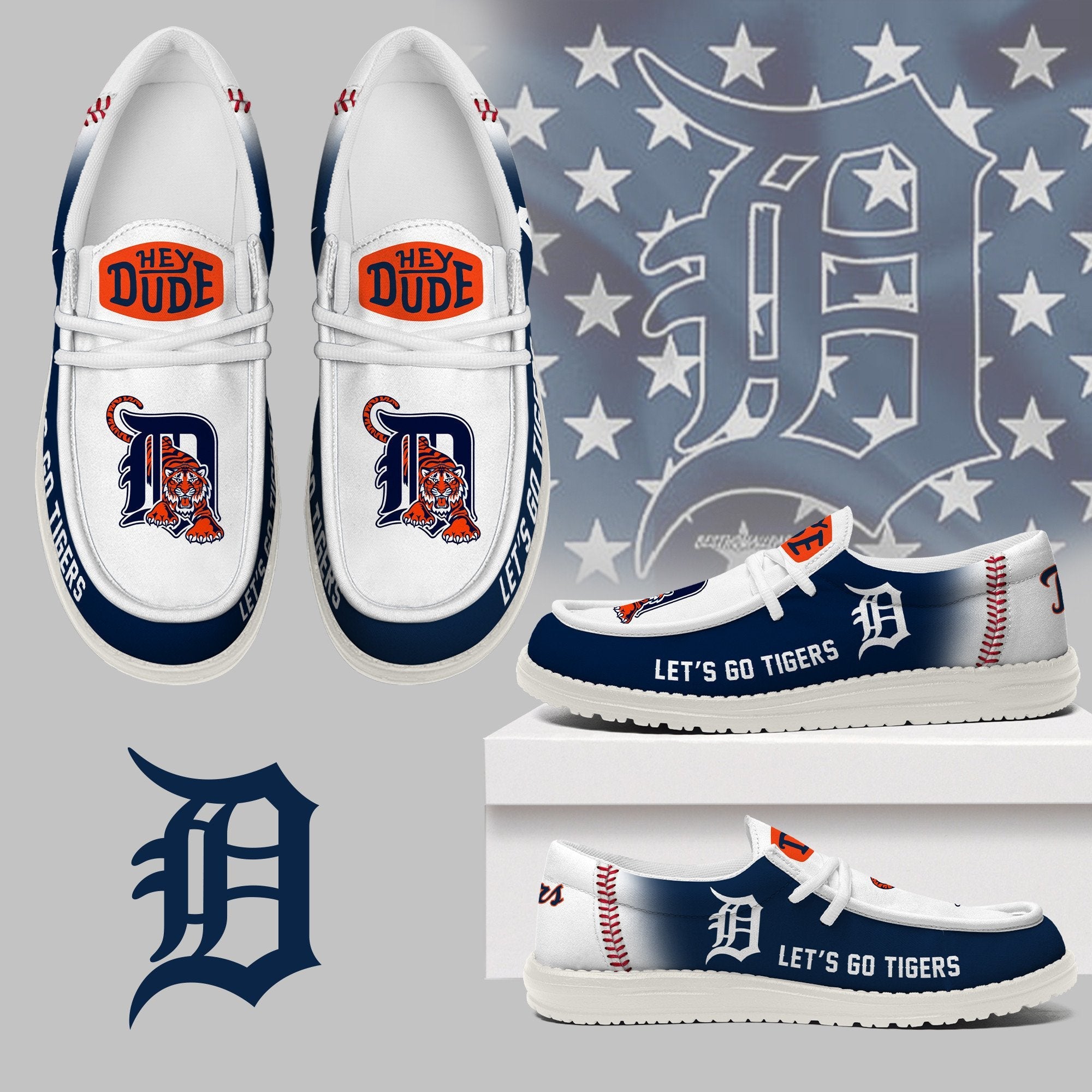 JWFancy Detroit Tigers Hey Dude Shoes Wally Men’s Lace Up Loafers Comfortable For Men And Women