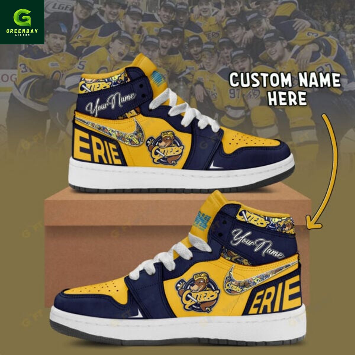 JWFancy Erie Otters AJ1 High Sneakers Shoes For Men And Women