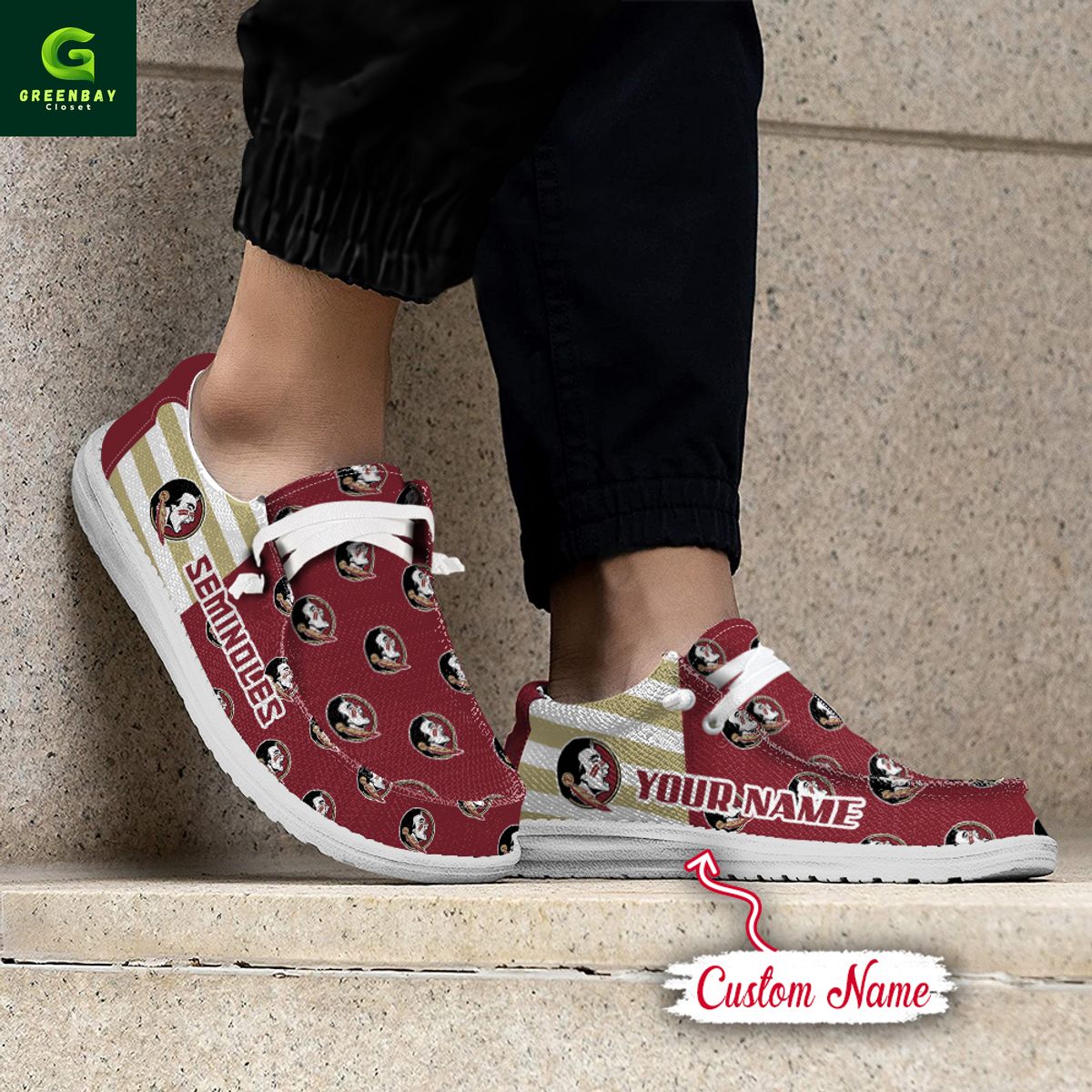 JWFancy Florida State Seminoles Hey Dude Shoes Wally Men's Lace Up Loafers Comfortable For Men And Women