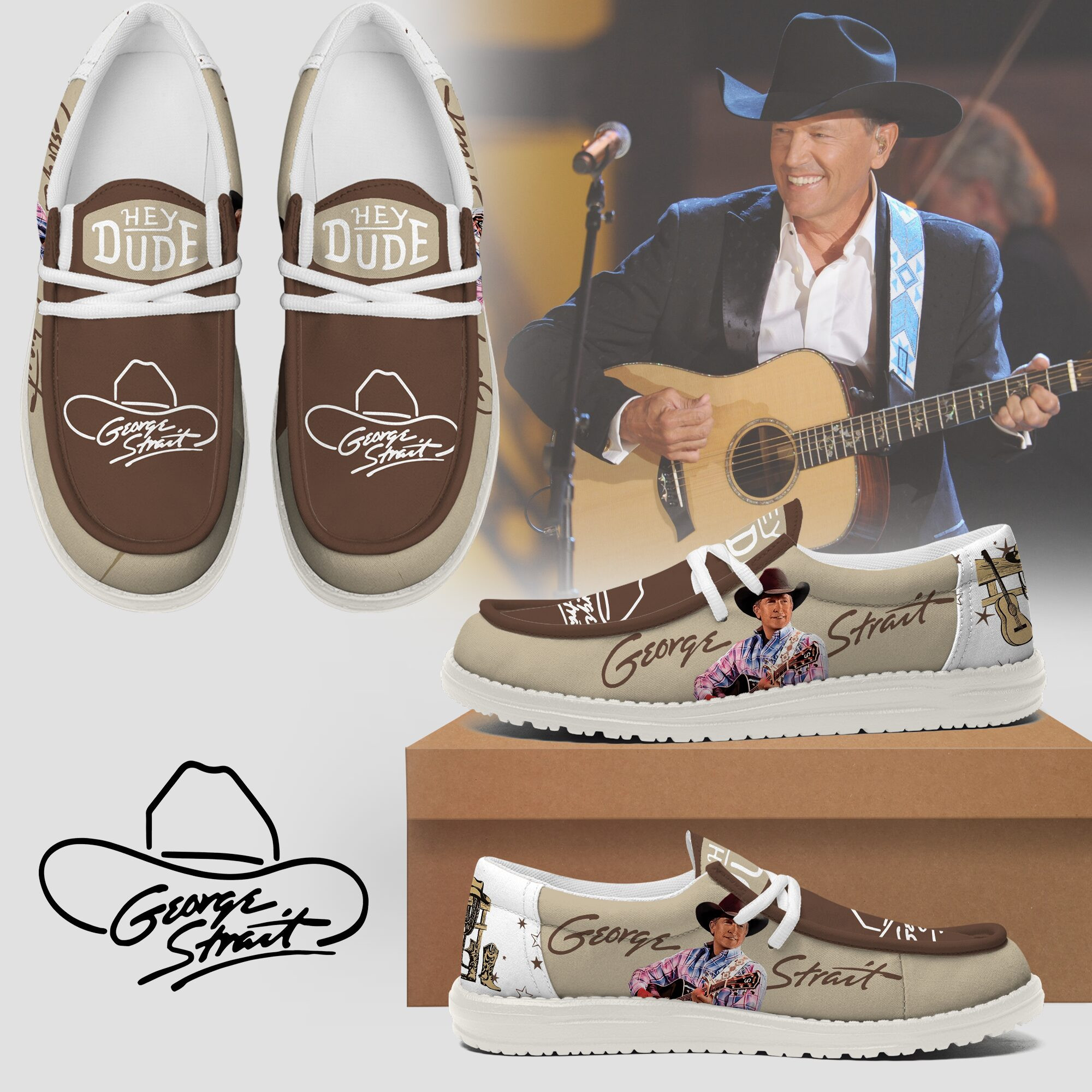 JWFancy George Strait Hey Dude Shoes Wally Men’s Lace Up Loafers Comfortable For Men And Women