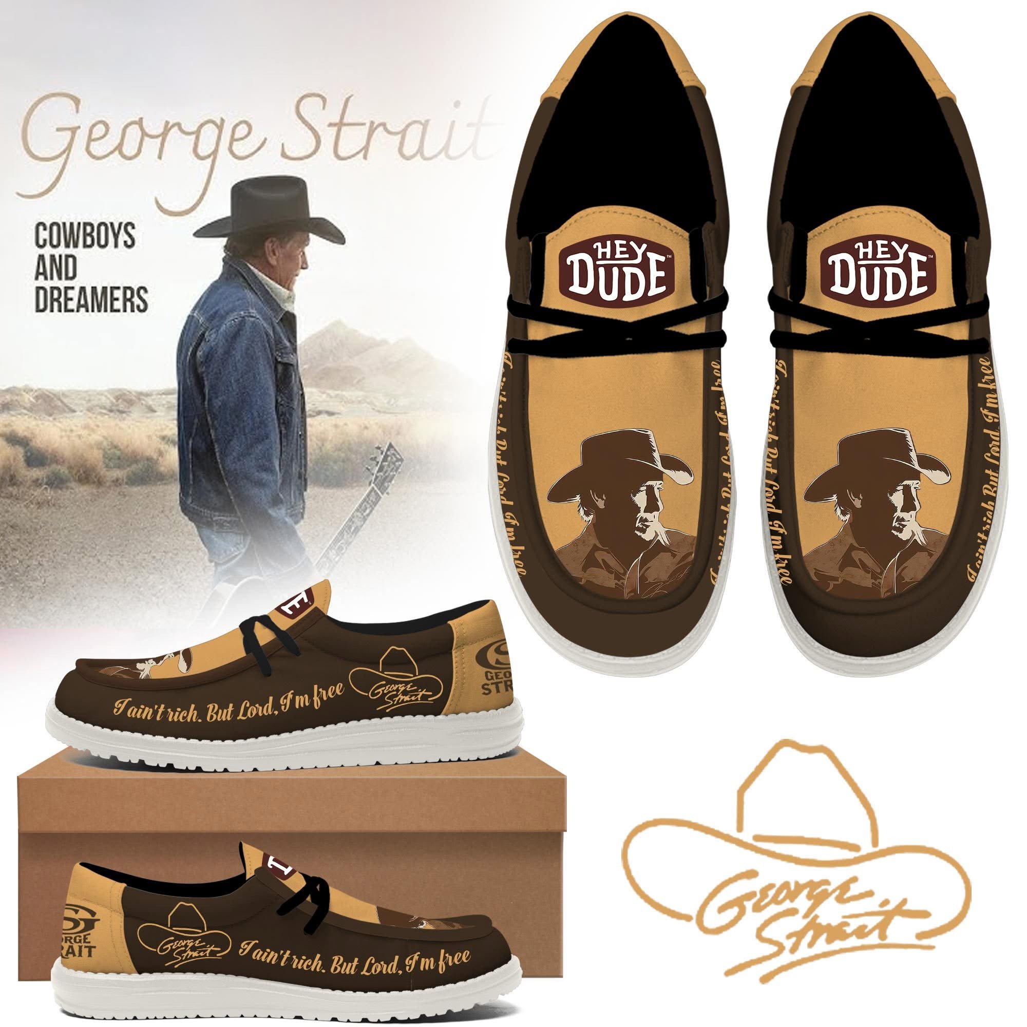 JWFancy George Strait Hey Dude Shoes Wally Men’s Lace Up Loafers Comfortable For Men And Women