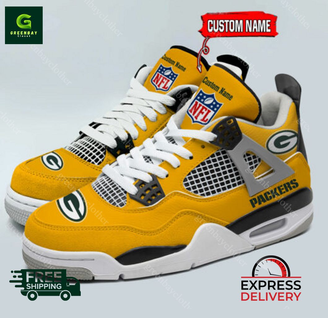 JWFancy Green Bay Packers AJ4 Sneakers Shoes For Men And Women