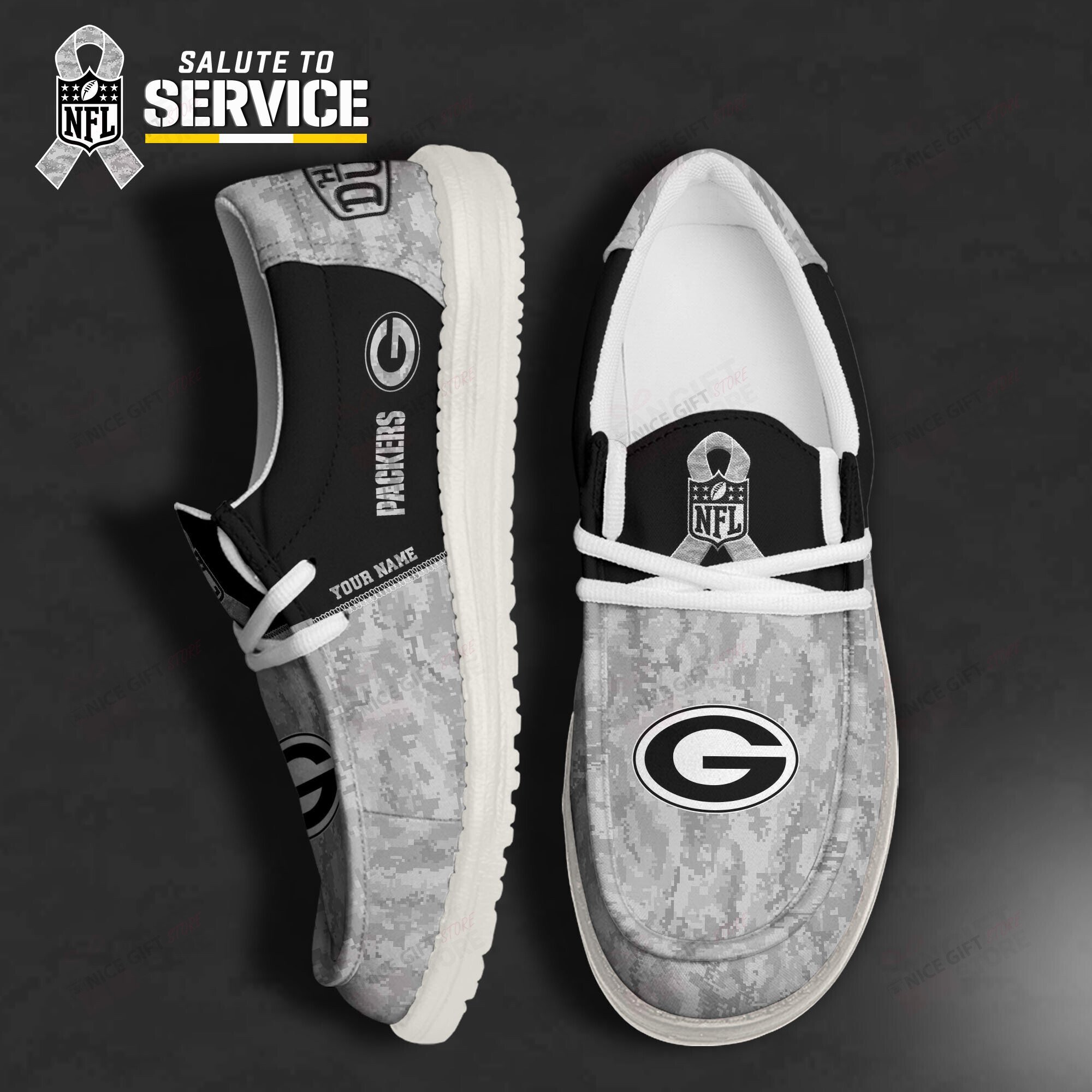 JWFancy Green Bay Packers Hey Dude Shoes Wally Men’s Lace Up Loafers Comfortable For Men And Women