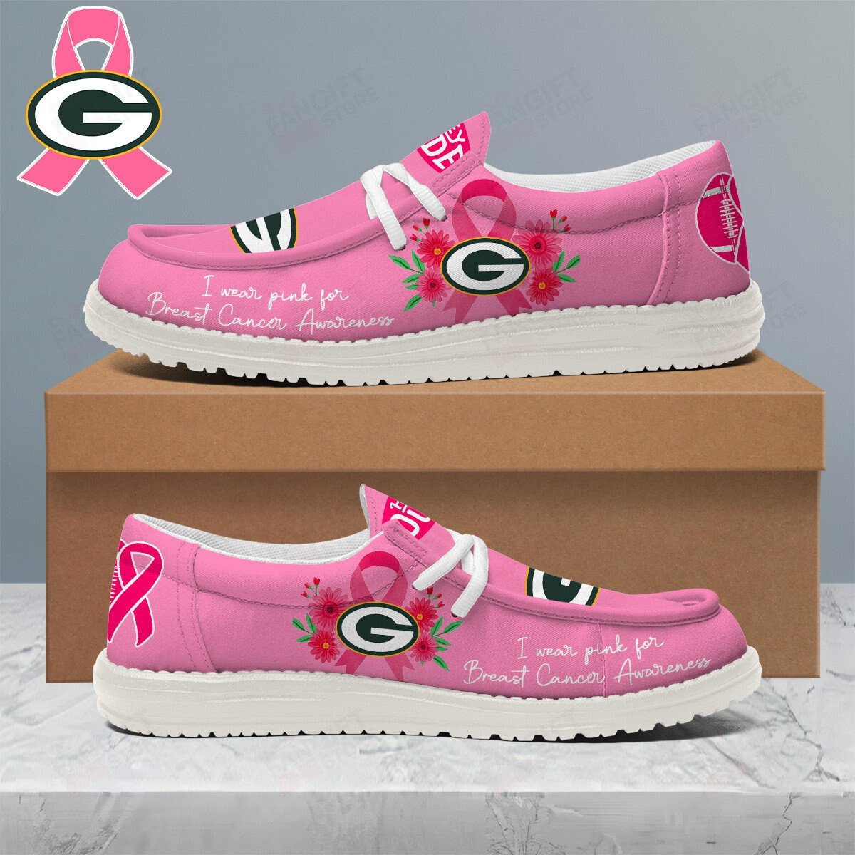 JWFancy Green Bay Packers Hey Dude Shoes Wally Men’s Lace Up Loafers Comfortable For Men And Women
