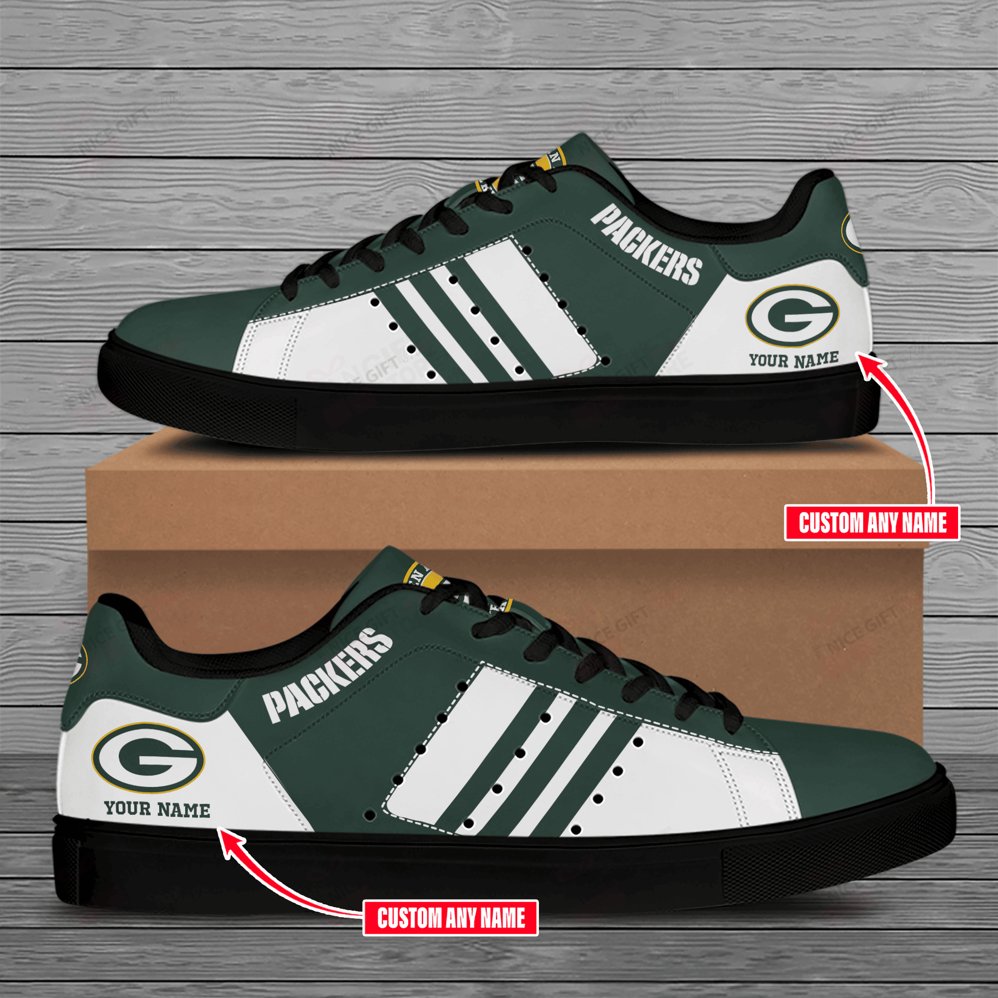 JWFancy Green Bay Packers Skate Stan Shoes Sneakes For Men And Women