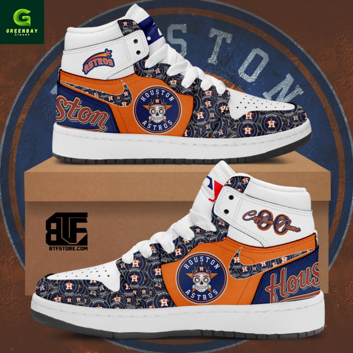 JWFancy Houston Astros AJ1 High Sneakers Shoes For Men And Women