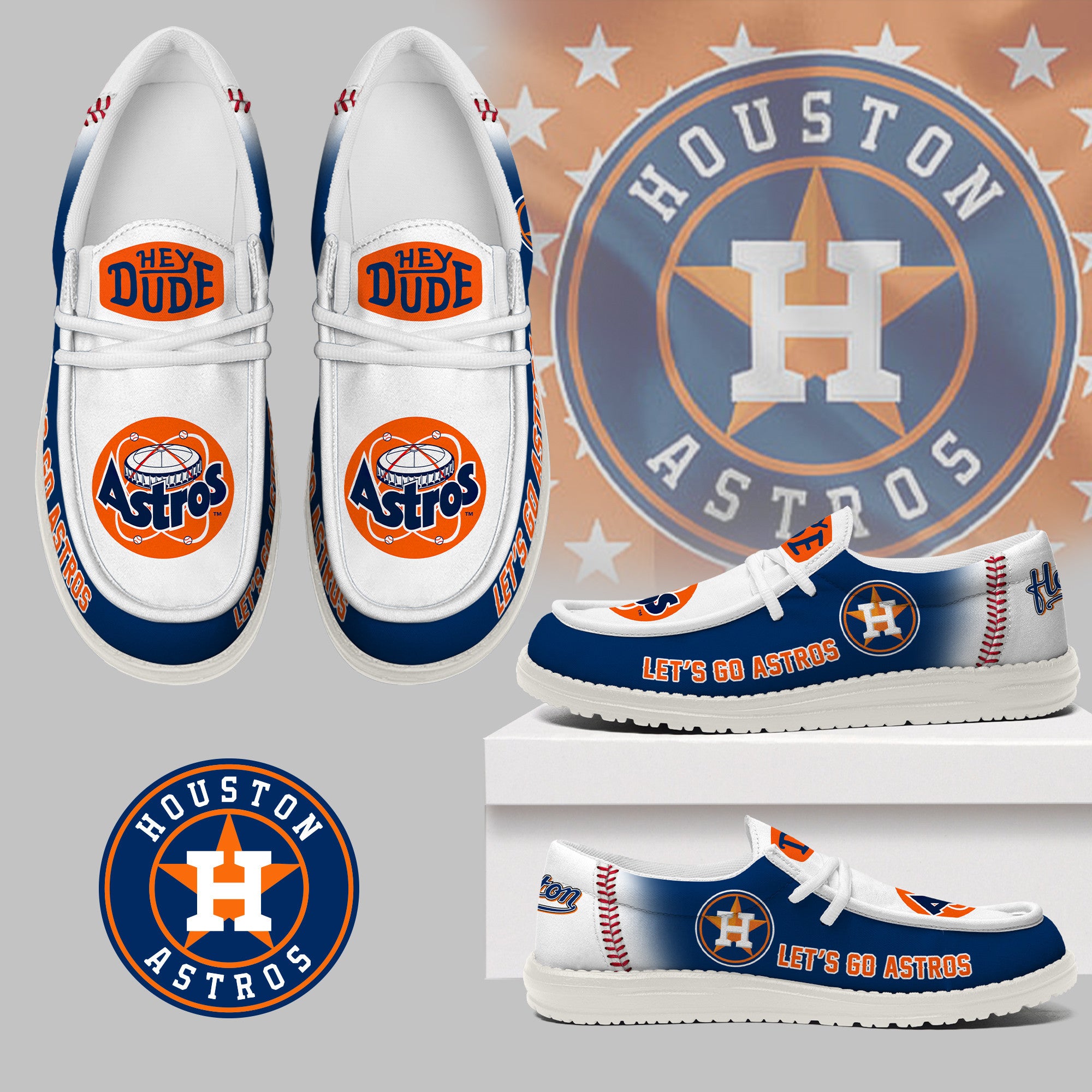 JWFancy Houston Astros Hey Dude Shoes Wally Men’s Lace Up Loafers Comfortable For Men And Women