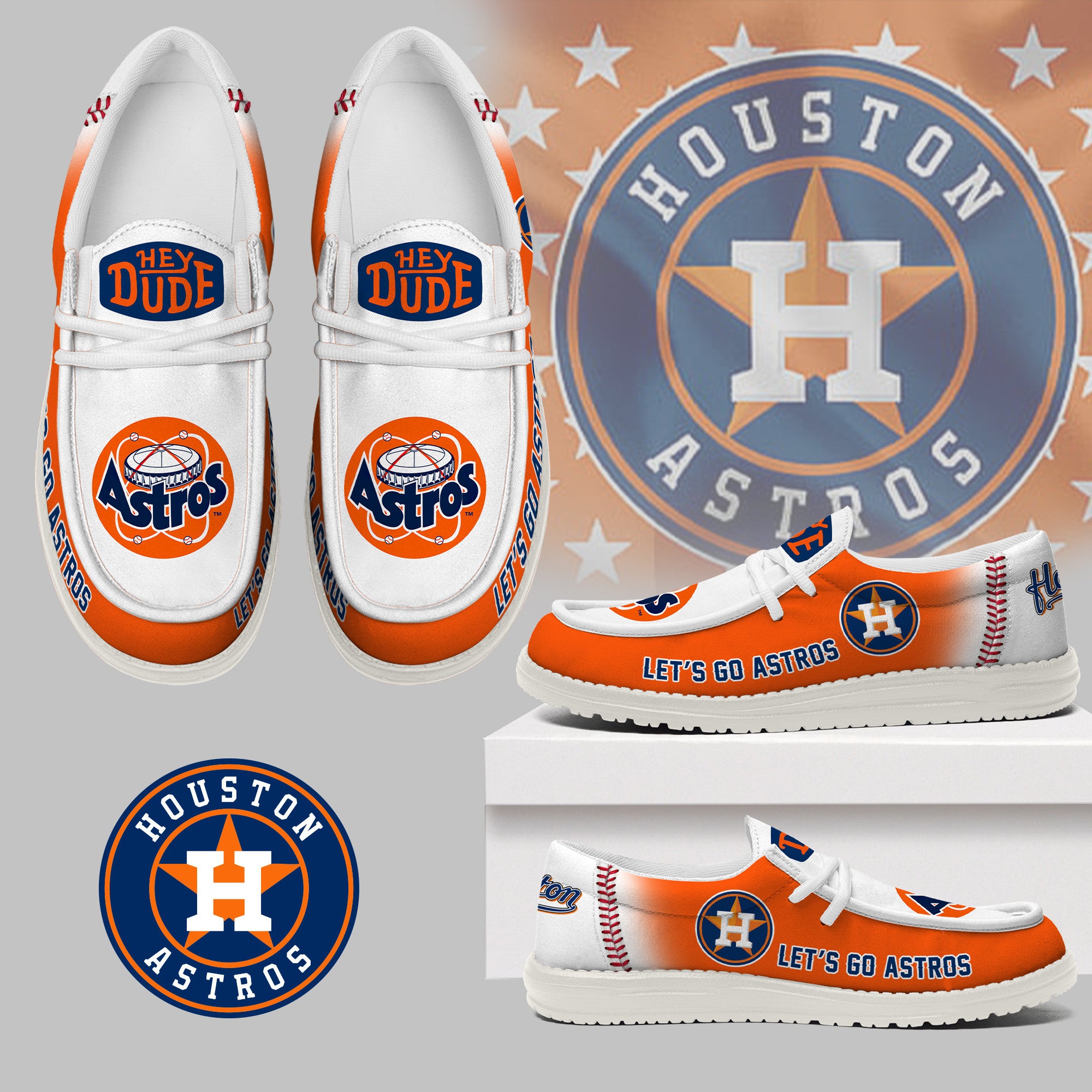 JWFancy Houston Astros Hey Dude Shoes Wally Men’s Lace Up Loafers Comfortable For Men And Women