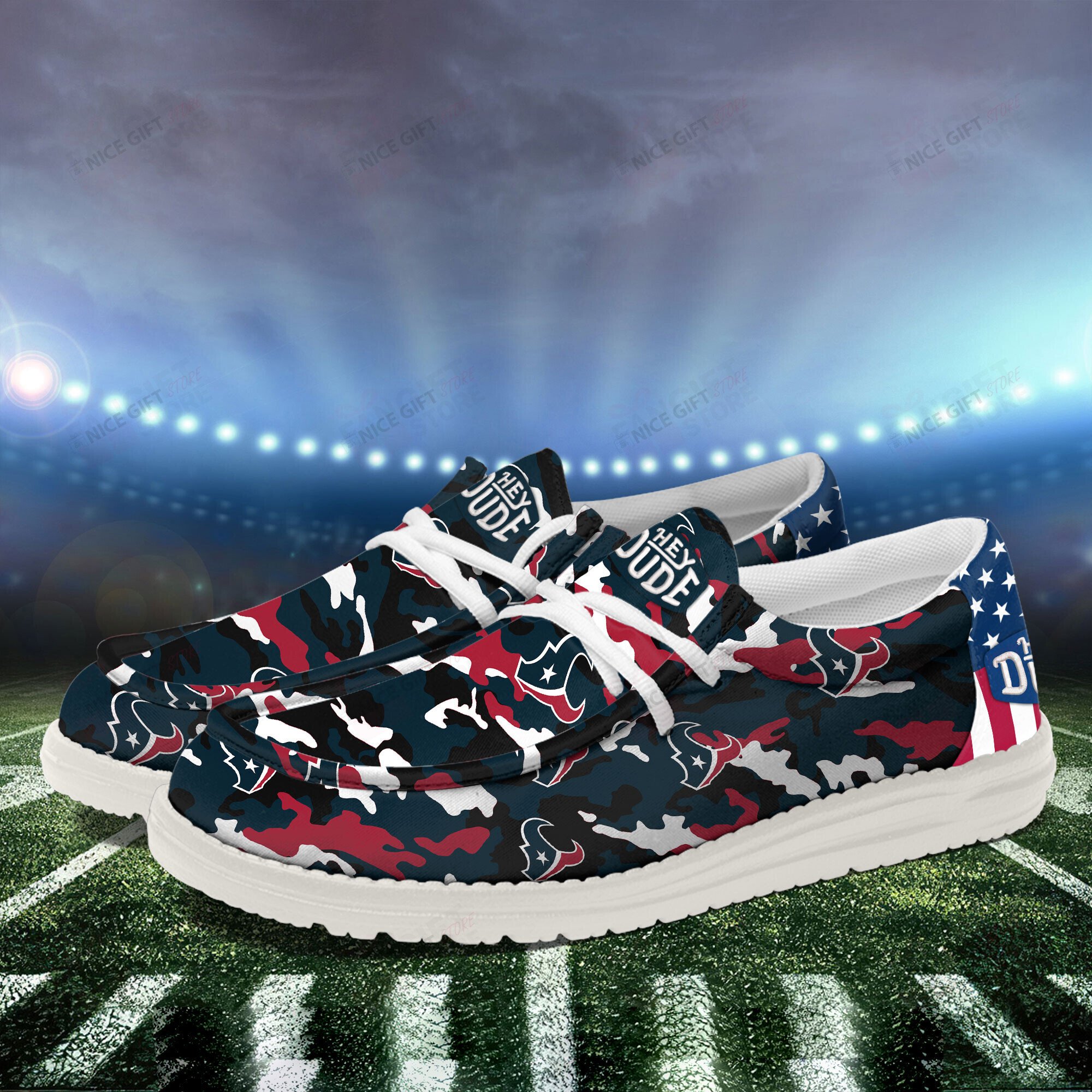 JWFancy Houston Texans Hey Dude Shoes Wally Men’s Lace Up Loafers Comfortable For Men And Women