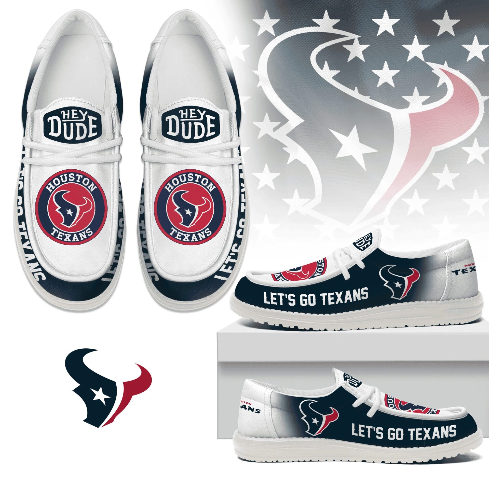 JWFancy Houston Texans Hey Dude Shoes Wally Men’s Lace Up Loafers Comfortable For Men And Women