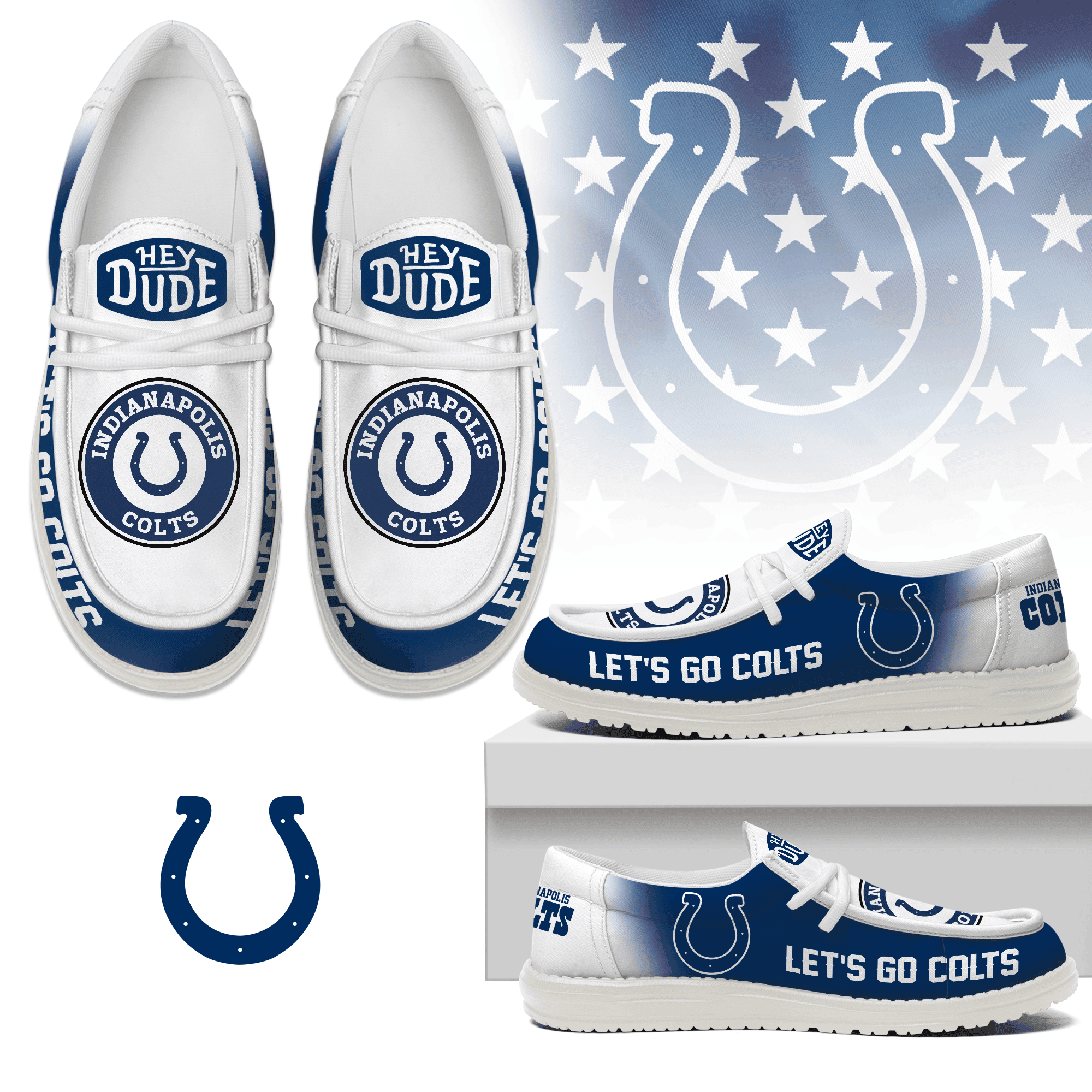 JWFancy Indianapolis Colts Hey Dude Shoes Wally Men’s Lace Up Loafers Comfortable For Men And Women
