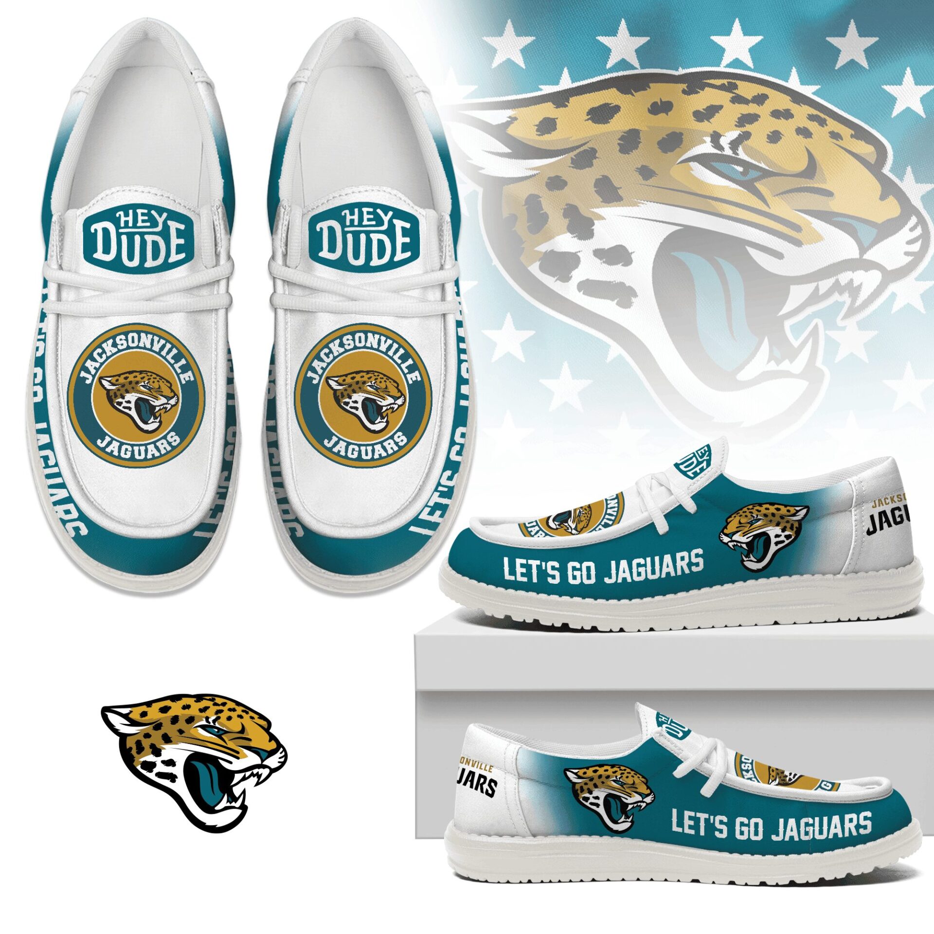 JWFancy Jacksonville Jaguars Hey Dude Shoes Wally Men’s Lace Up Loafers Comfortable For Men And Women