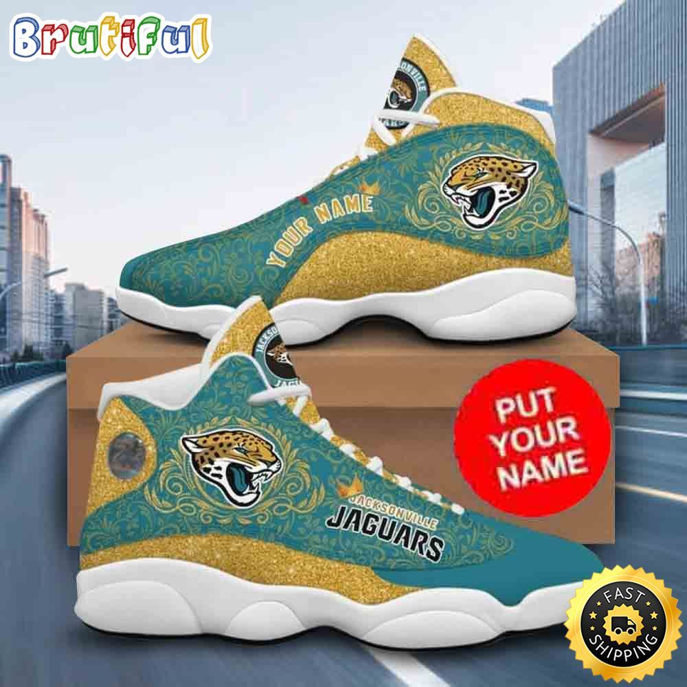 JWFancy Jacksonville Jaguars Teal Gold AJ13 Sneakers Shoes For Men And Women