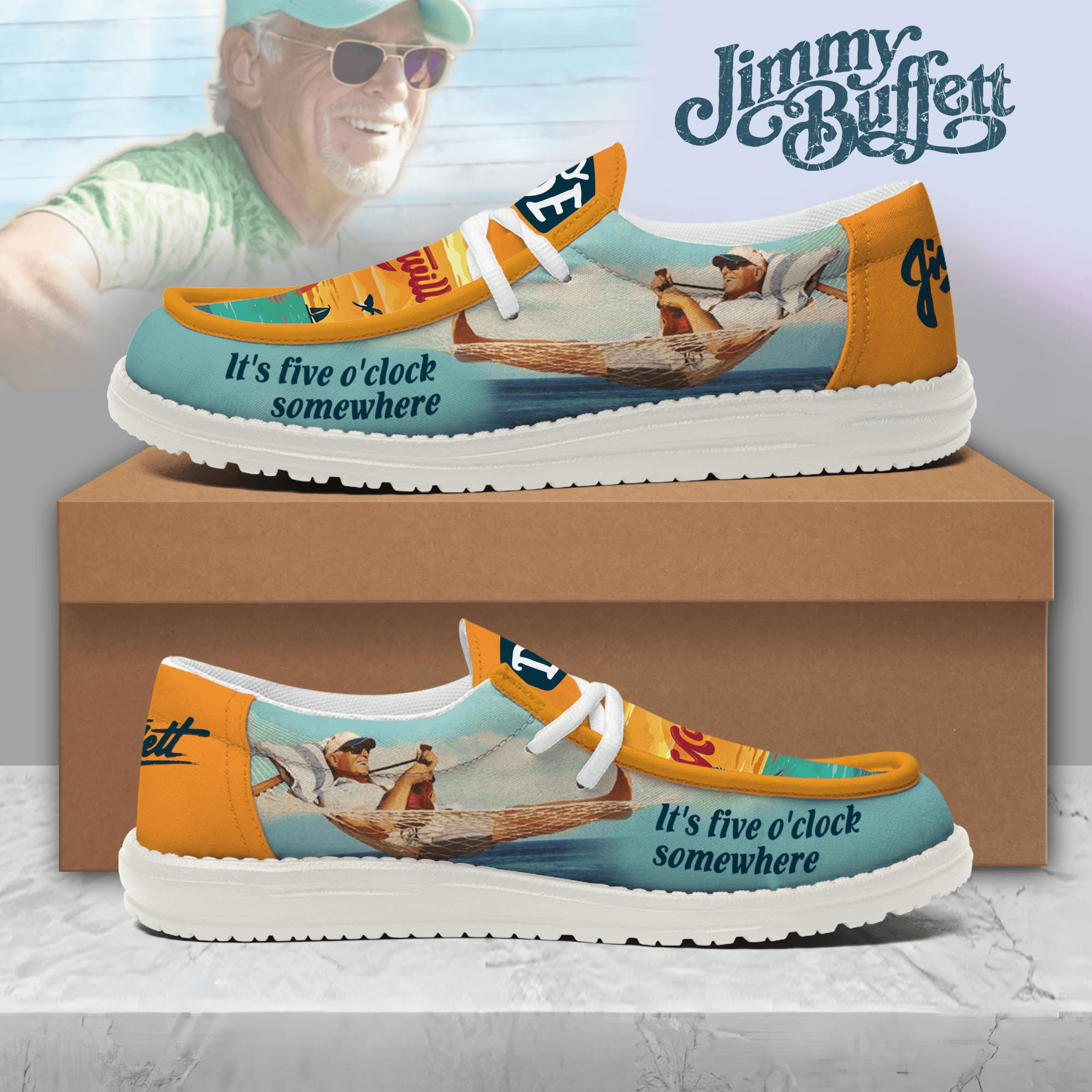 JWFancy Jimmy Buffett Hey Dude Shoes Wally Men’s Lace Up Loafers Comfortable For Men And Women