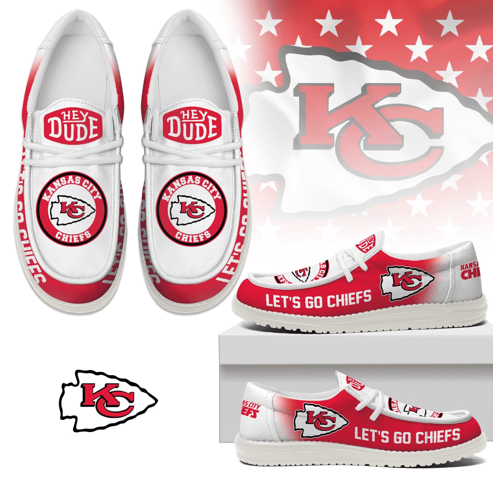 JWFancy Kansas City Chiefs Hey Dude Shoes Wally Men’s Lace Up Loafers Comfortable For Men And Women