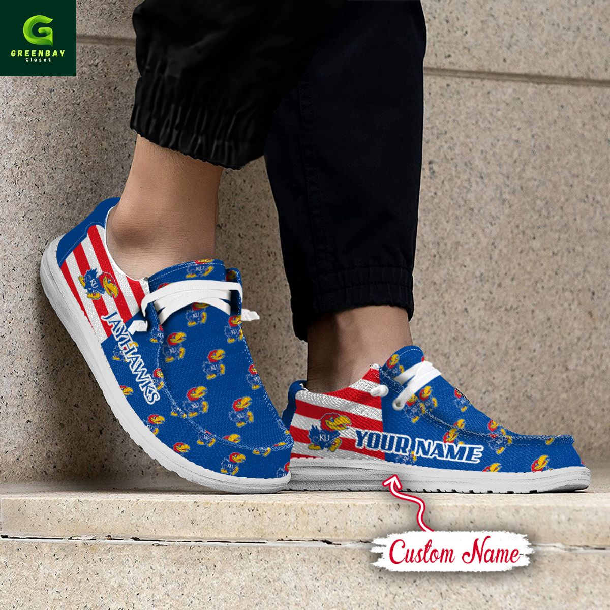 JWFancy Kansas Jayhawks Hey Dude Shoes Wally Men's Lace Up Loafers Comfortable For Men And Women
